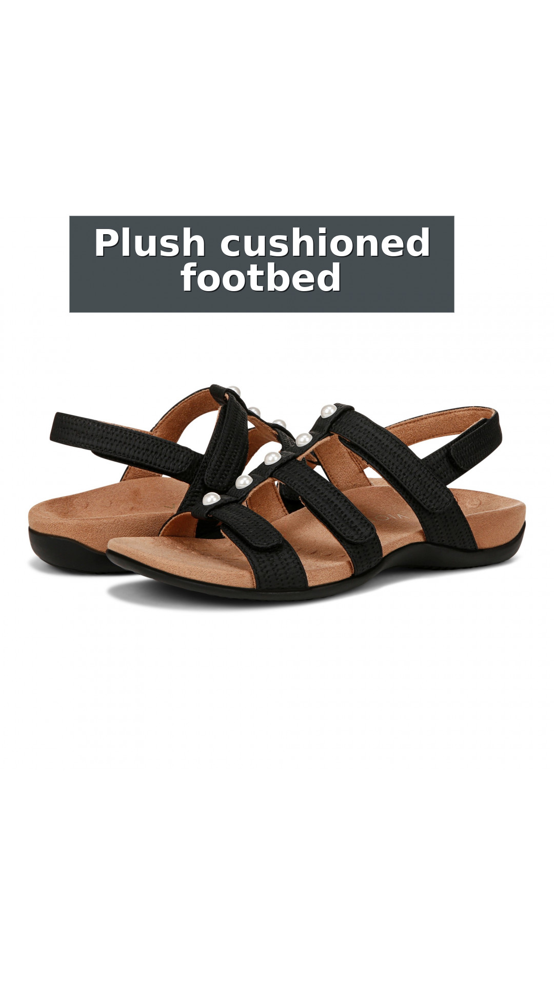 Vionic Amber Pearl Women's Adjustable Orthotic Sandal style detail 5: Plush cushioned footbed