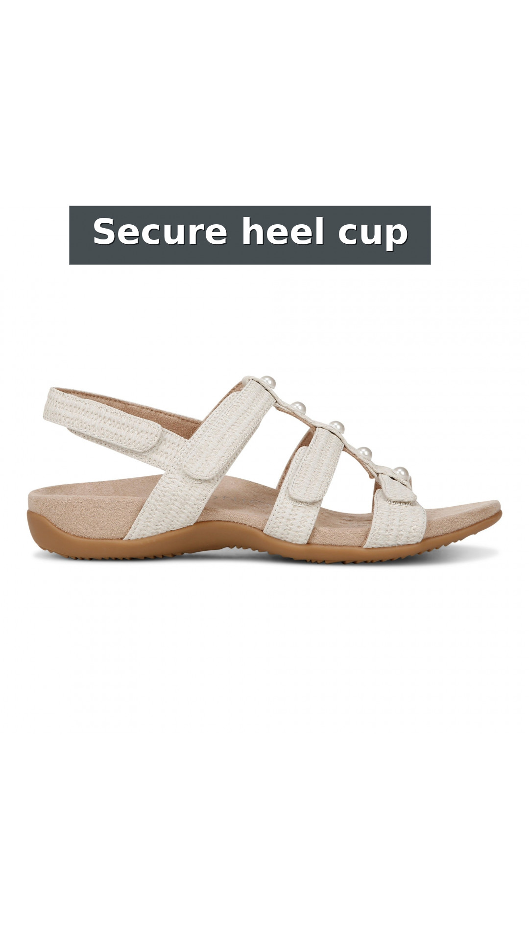 Vionic Amber Pearl Women's Adjustable Orthotic Sandal style detail 6: Secure heel cup