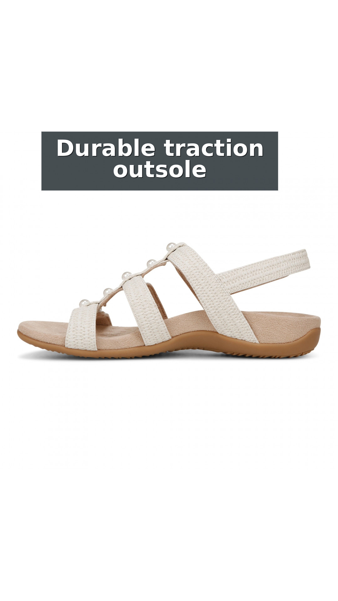 Vionic Amber Pearl Women's Adjustable Orthotic Sandal style detail 8: Durable traction outsole