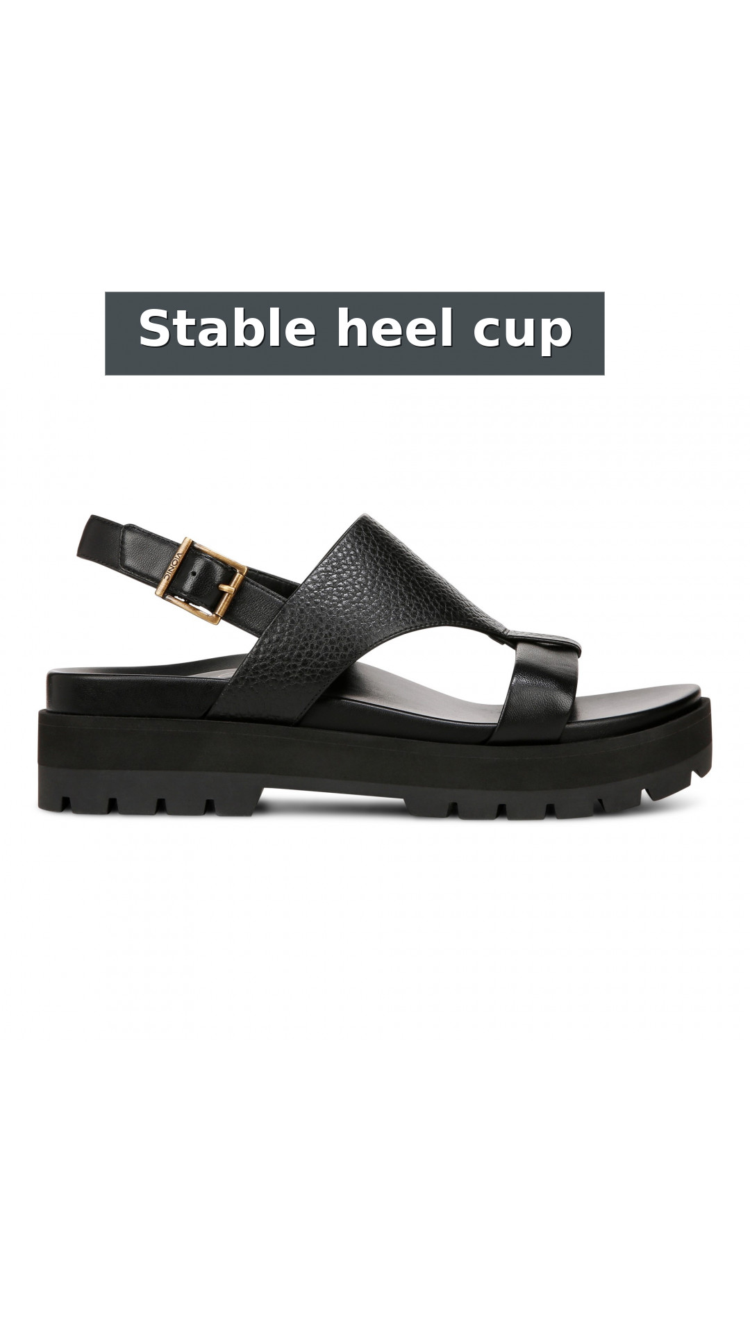 Vionic Alondra Lug Women's T-Strap Comfort Sandal style detail 6: Stable heel cup