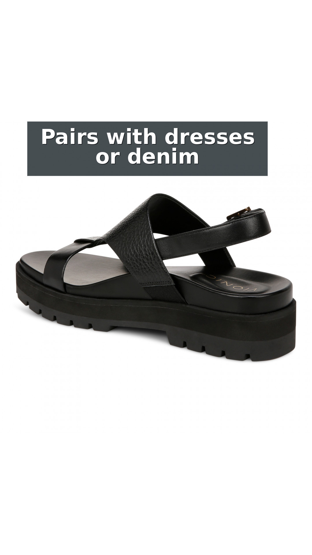 Vionic Alondra Lug Women's T-Strap Comfort Sandal style detail 11: Pairs with dresses or denim