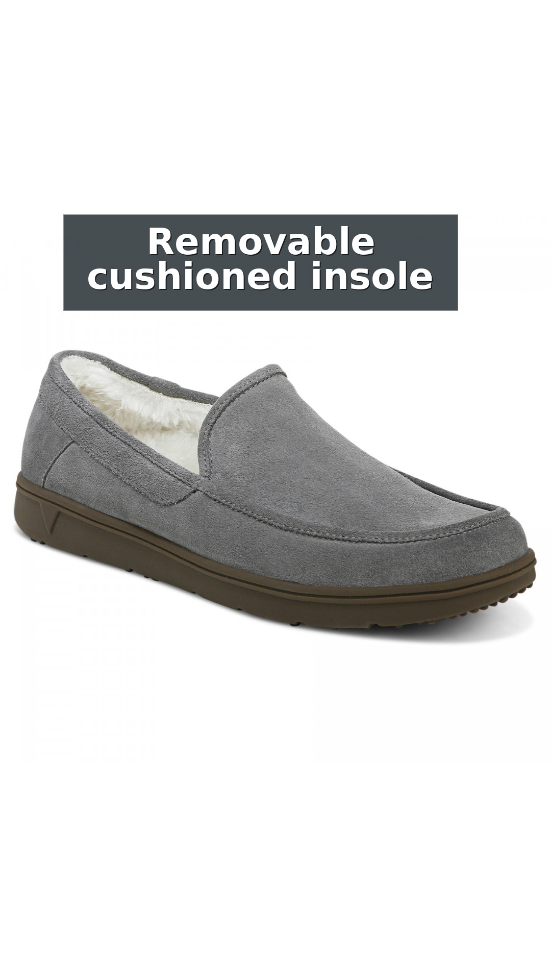 Vionic Gustavo Men's Orthotic Slipper with Removable Insoles style detail 3: Removable cushioned insole