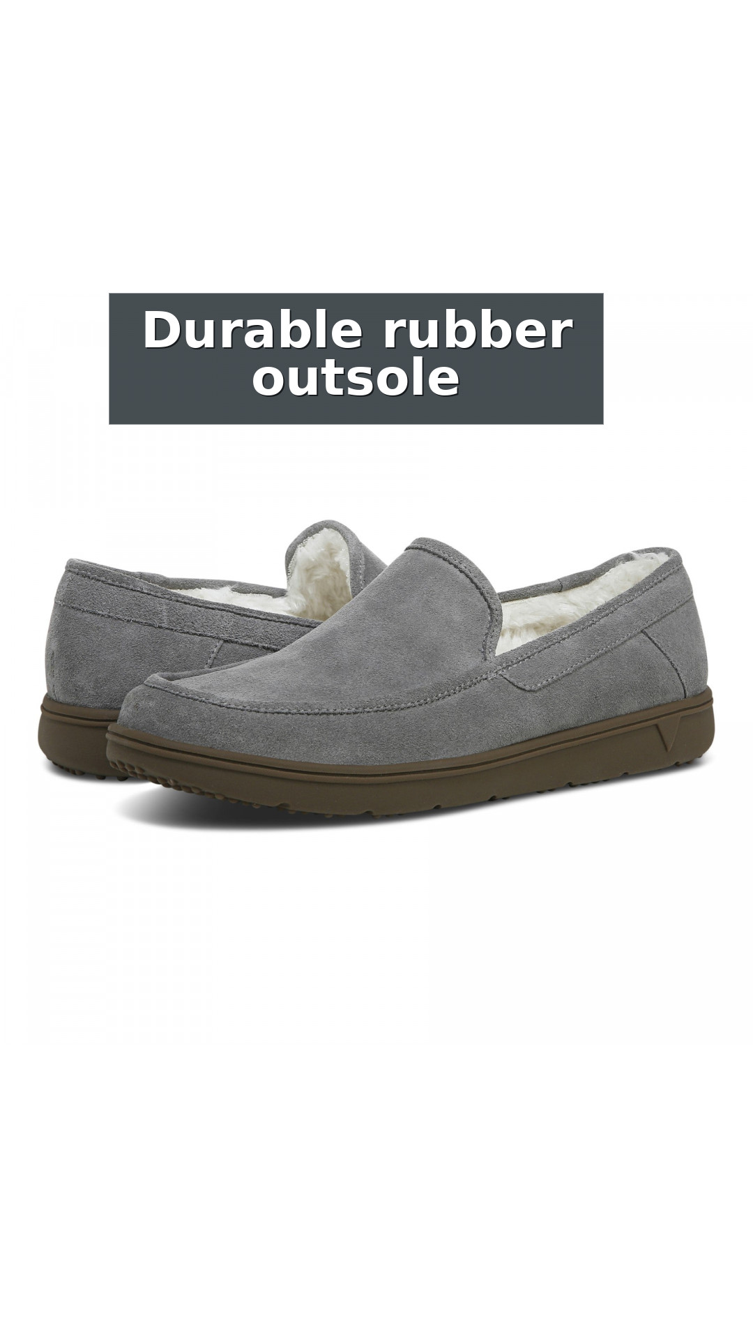 Vionic Gustavo Men's Orthotic Slipper with Removable Insoles style detail 6: Durable rubber outsole