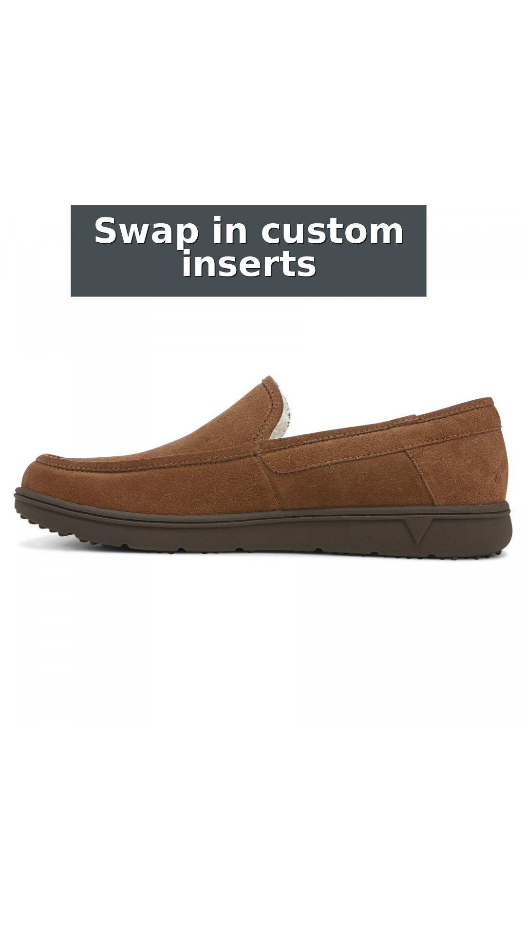 Vionic Gustavo Men's Orthotic Slipper with Removable Insoles style detail 11: Swap in custom inserts