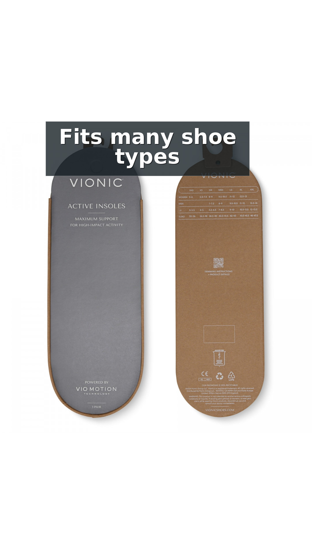 Vionic Active Orthotic Insoles - Trim-to-Fit Unisex Support style detail 11: Fits many shoe types