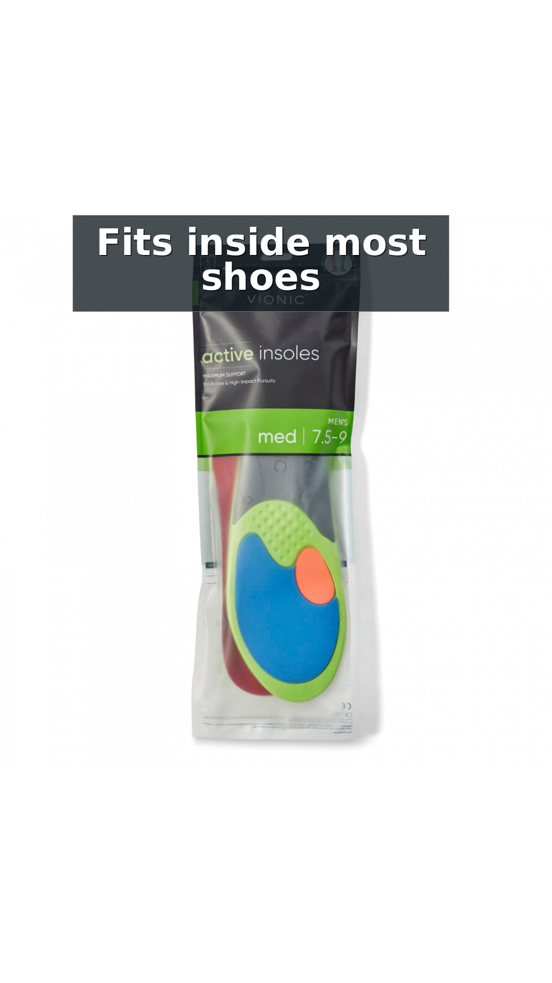Vionic Active Men's Full Length Orthotic Insoles style detail 4: Fits inside most shoes