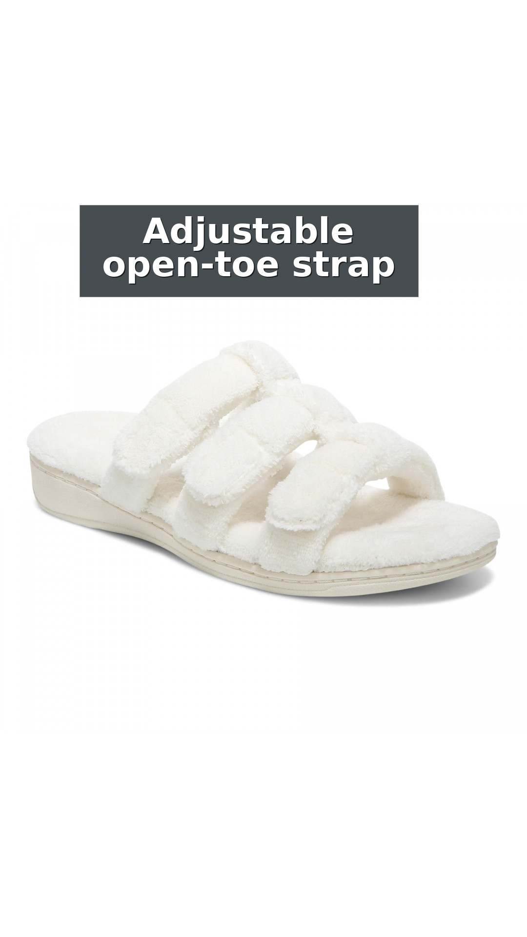 Vionic Adjustable Open-Toe Slipper with Orthotic Arch Support - Indulge Snooze style detail 2: Adjustable open-toe strap