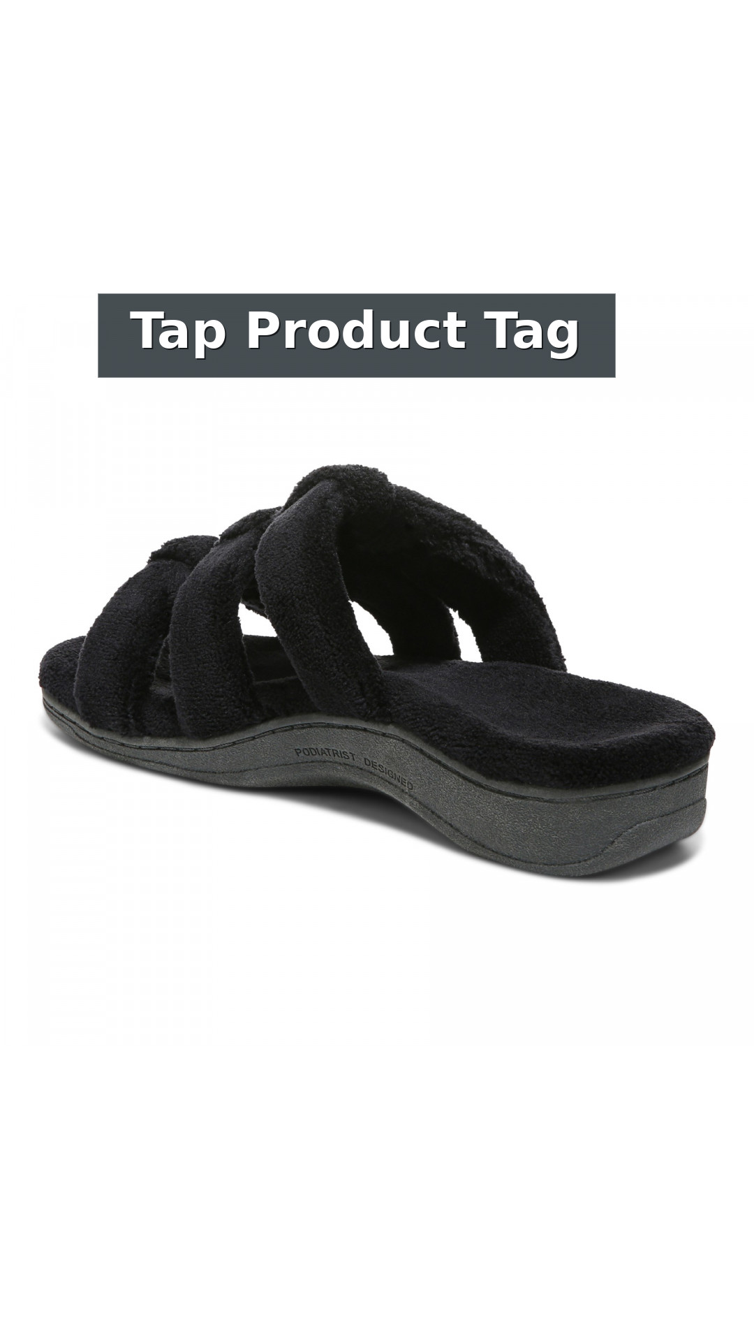 Vionic Adjustable Open-Toe Slipper with Orthotic Arch Support - Indulge Snooze style detail 12: Tap Product Tag