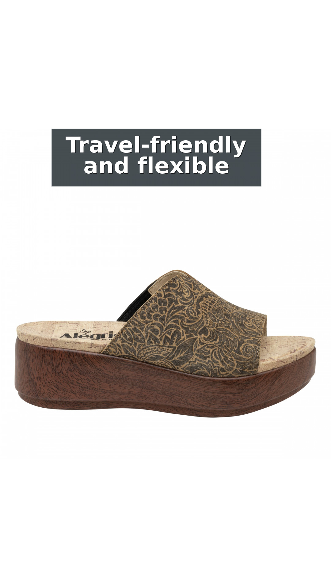 Alegria Triniti Comfort Arch Support Women's Slide Sandal style detail 9: Travel-friendly and flexible