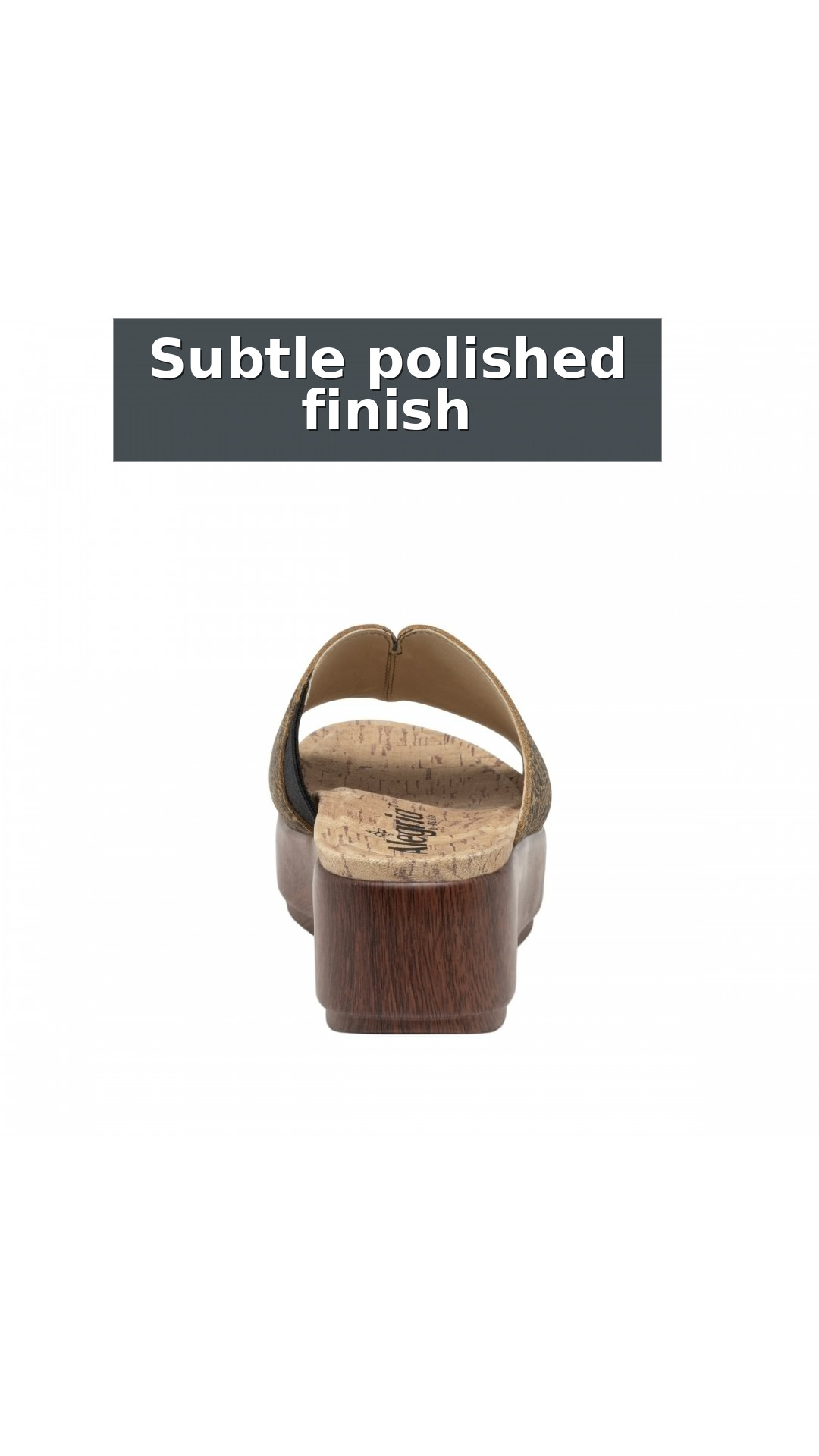 Alegria Triniti Comfort Arch Support Women's Slide Sandal style detail 10: Subtle polished finish