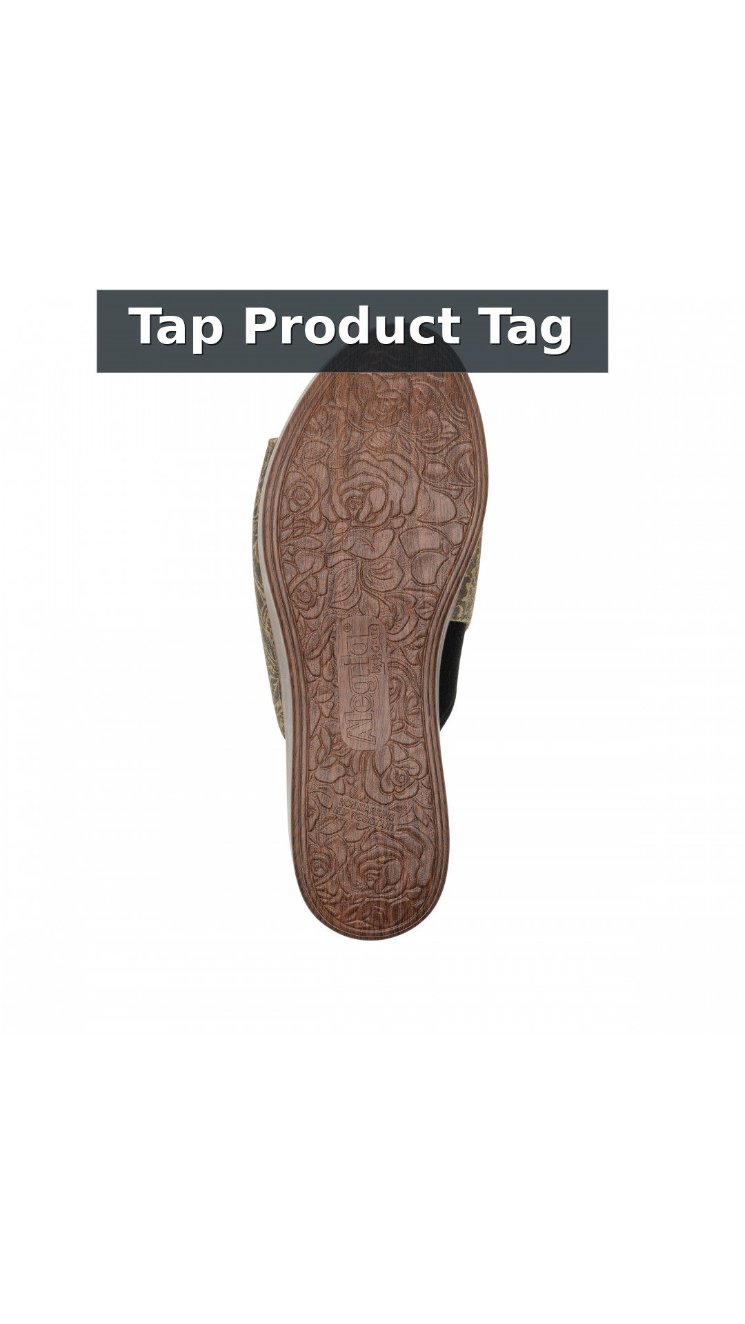 Alegria Triniti Comfort Arch Support Women's Slide Sandal style detail 12: Tap Product Tag