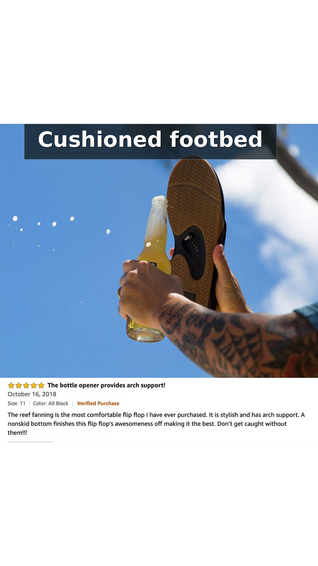 Reef Fanning Men's Comfort Beach Sandals style detail 2: Cushioned footbed