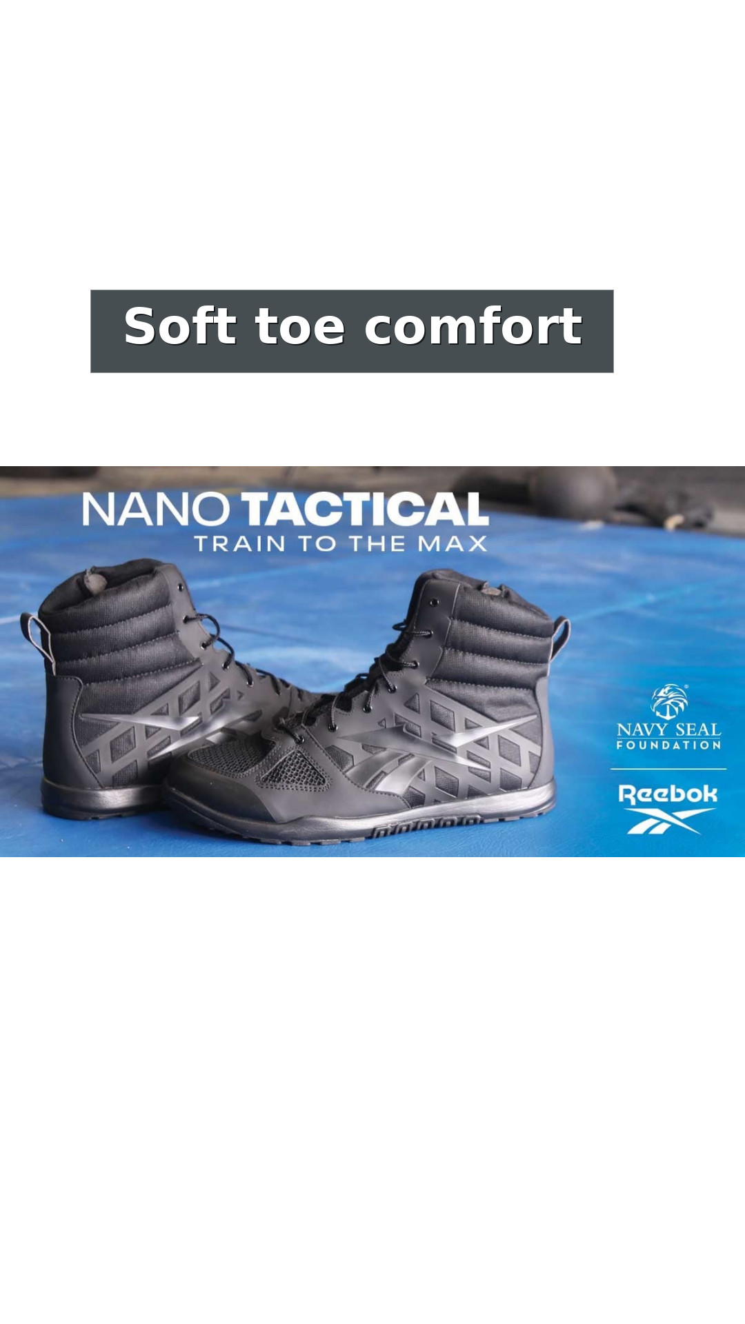 Reebok Men's Nano 6 Inch Tactical Boot - TAA Compliant Soft Toe Shoe style detail 2: Soft toe comfort
