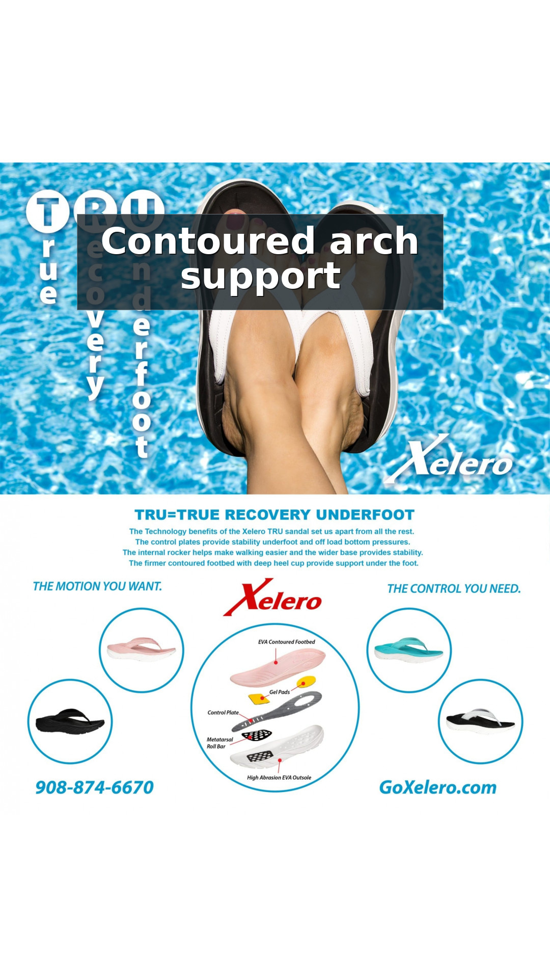 Xelero TRU Sandal Recovery Support Women's Sandal style detail 3: Contoured arch support