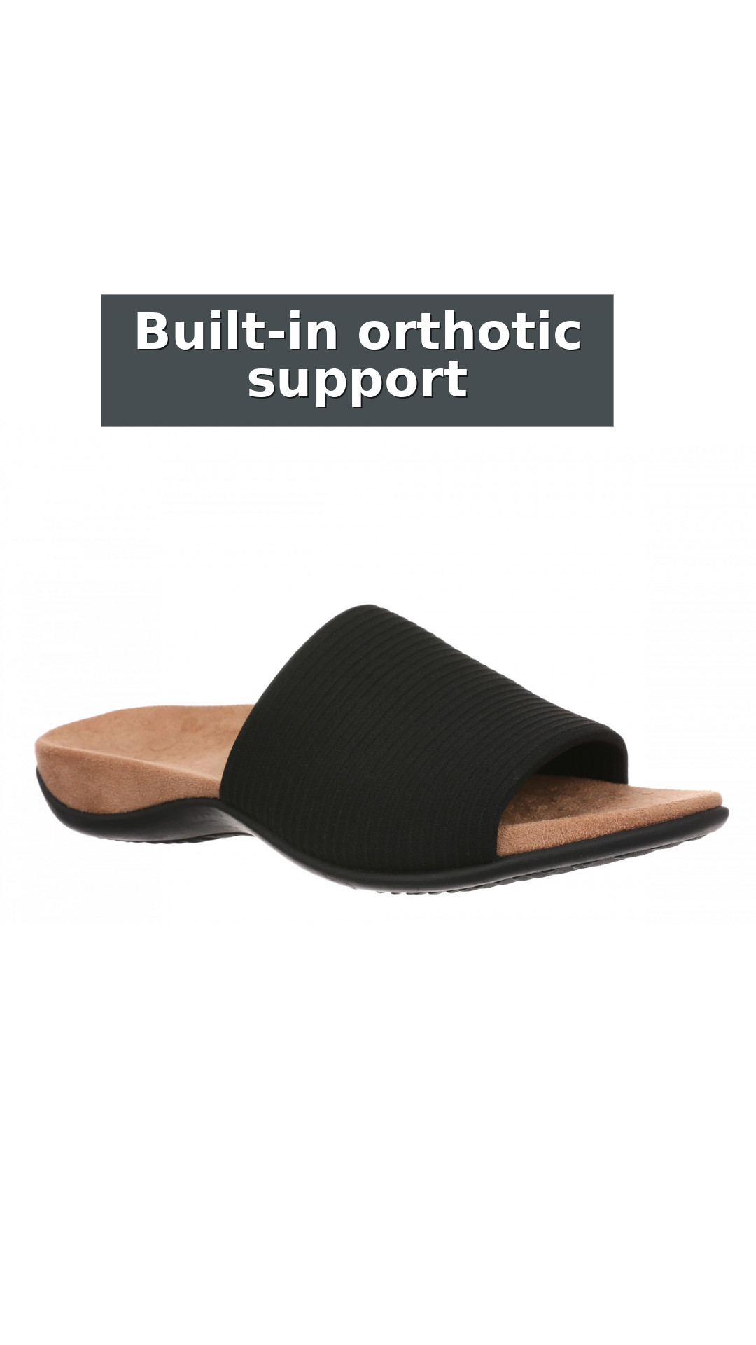Vionic Renie Knit Women's Orthotic Slide Sandal - Stretch Knit Comfort Support style detail 3: Built-in orthotic support