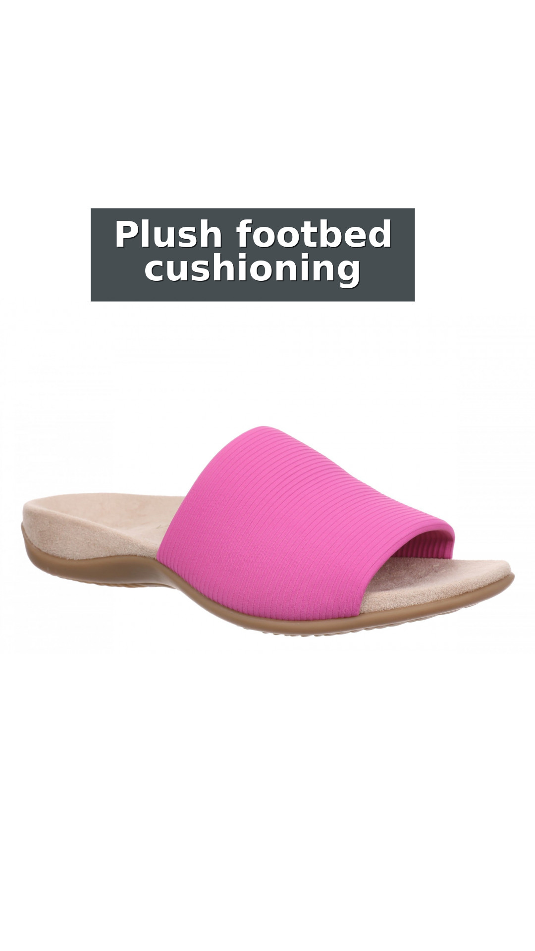 Vionic Renie Knit Women's Orthotic Slide Sandal - Stretch Knit Comfort Support style detail 4: Plush footbed cushioning