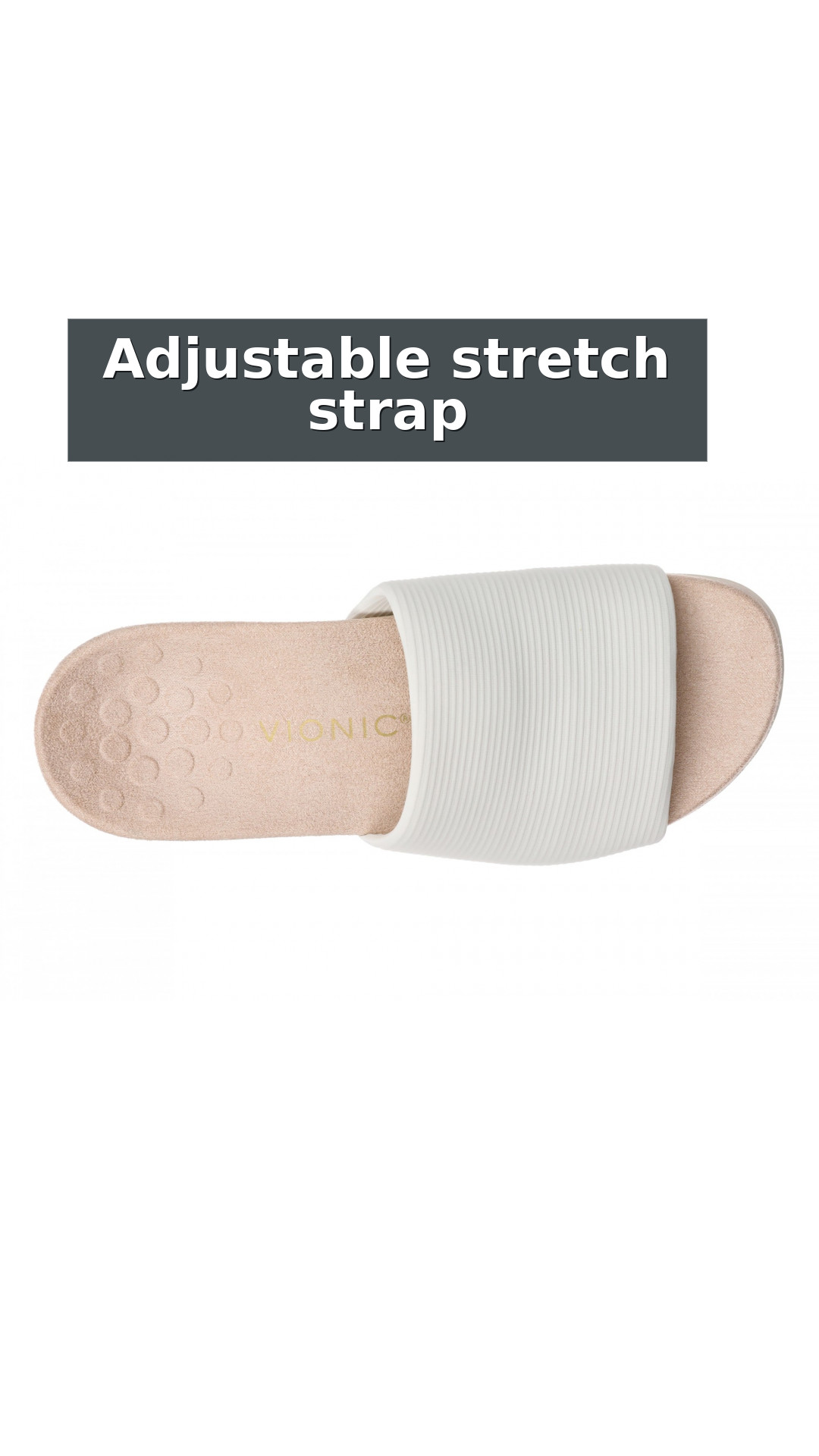 Vionic Renie Knit Women's Orthotic Slide Sandal - Stretch Knit Comfort Support style detail 6: Adjustable stretch strap
