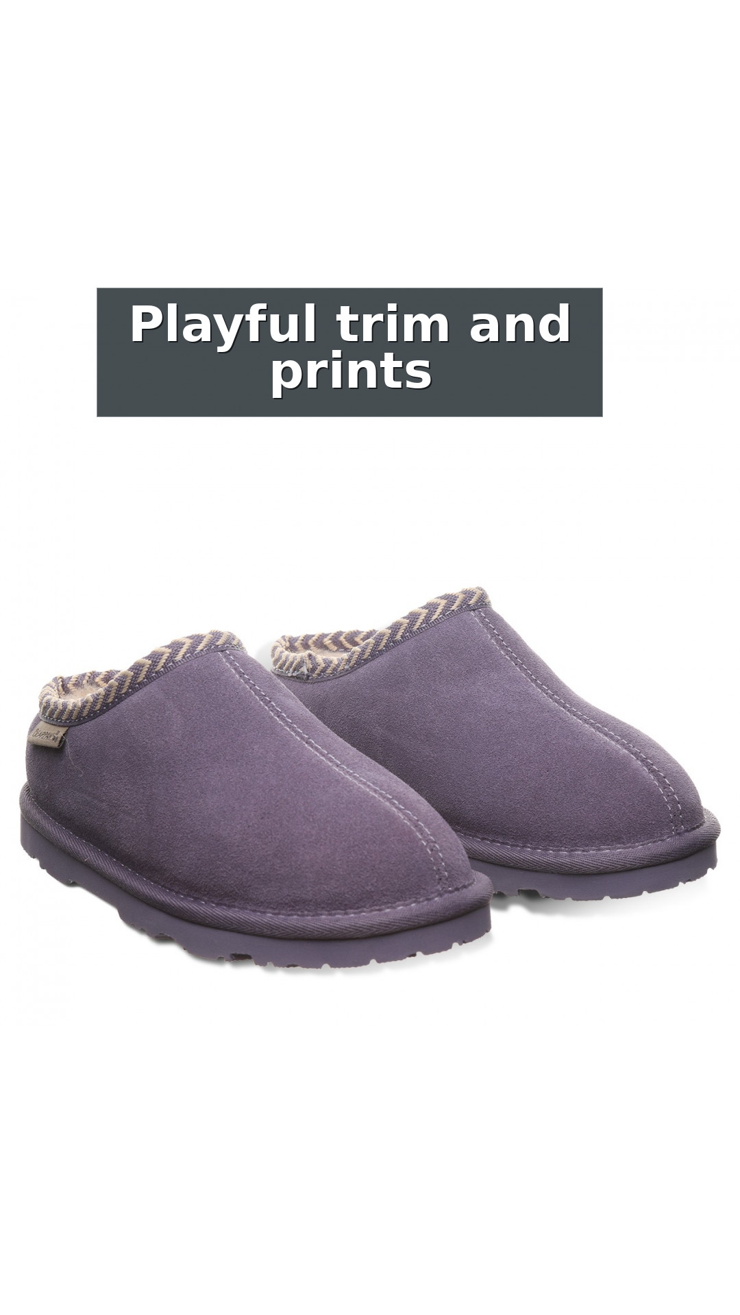 Bearpaw Tabitha Youth Kid's Indoor/outdoor Slippers style detail 8: Playful trim and prints