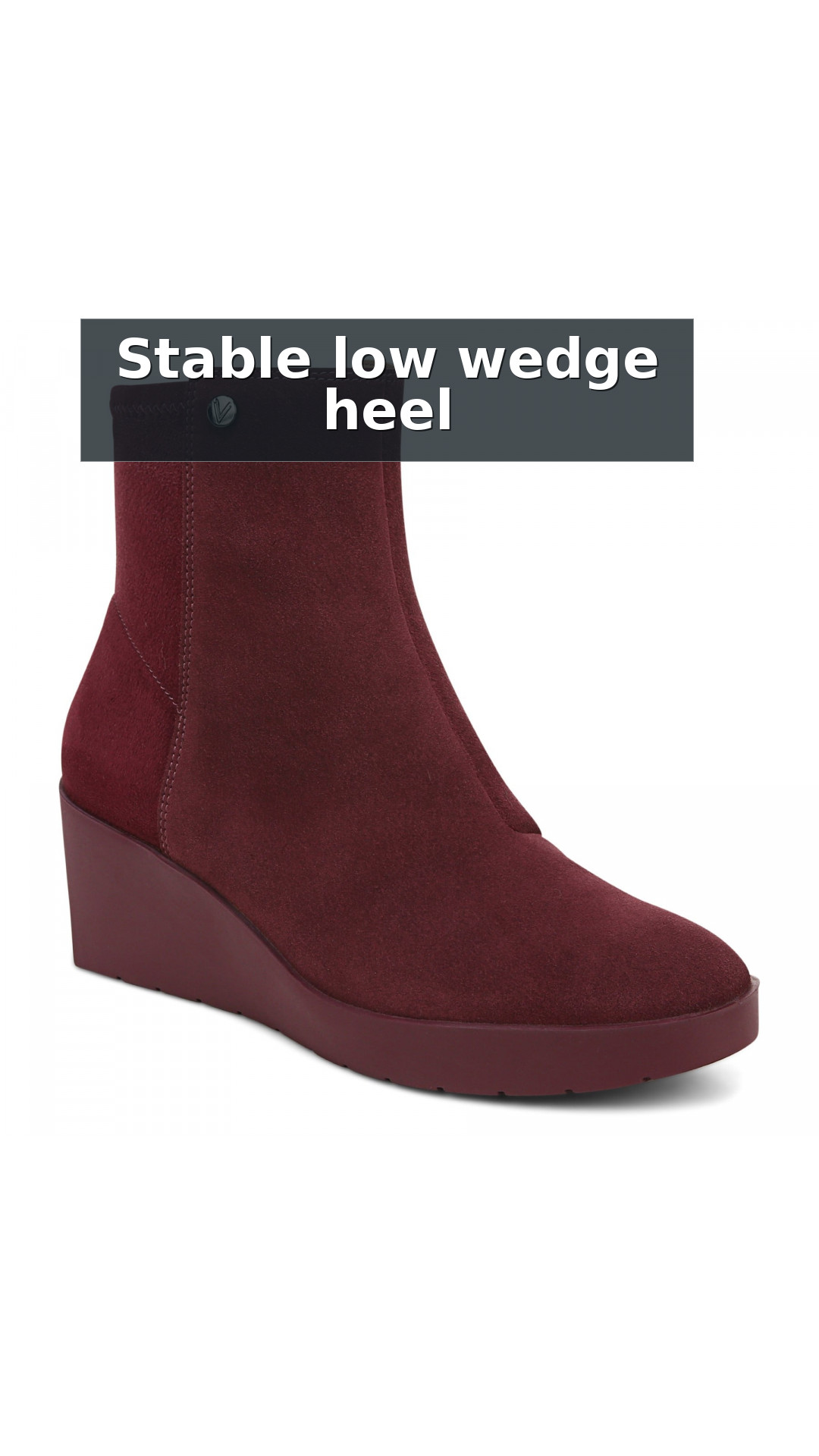 Vionic Skylar Women's Comfort Wedge Short Boot style detail 2: Stable low wedge heel