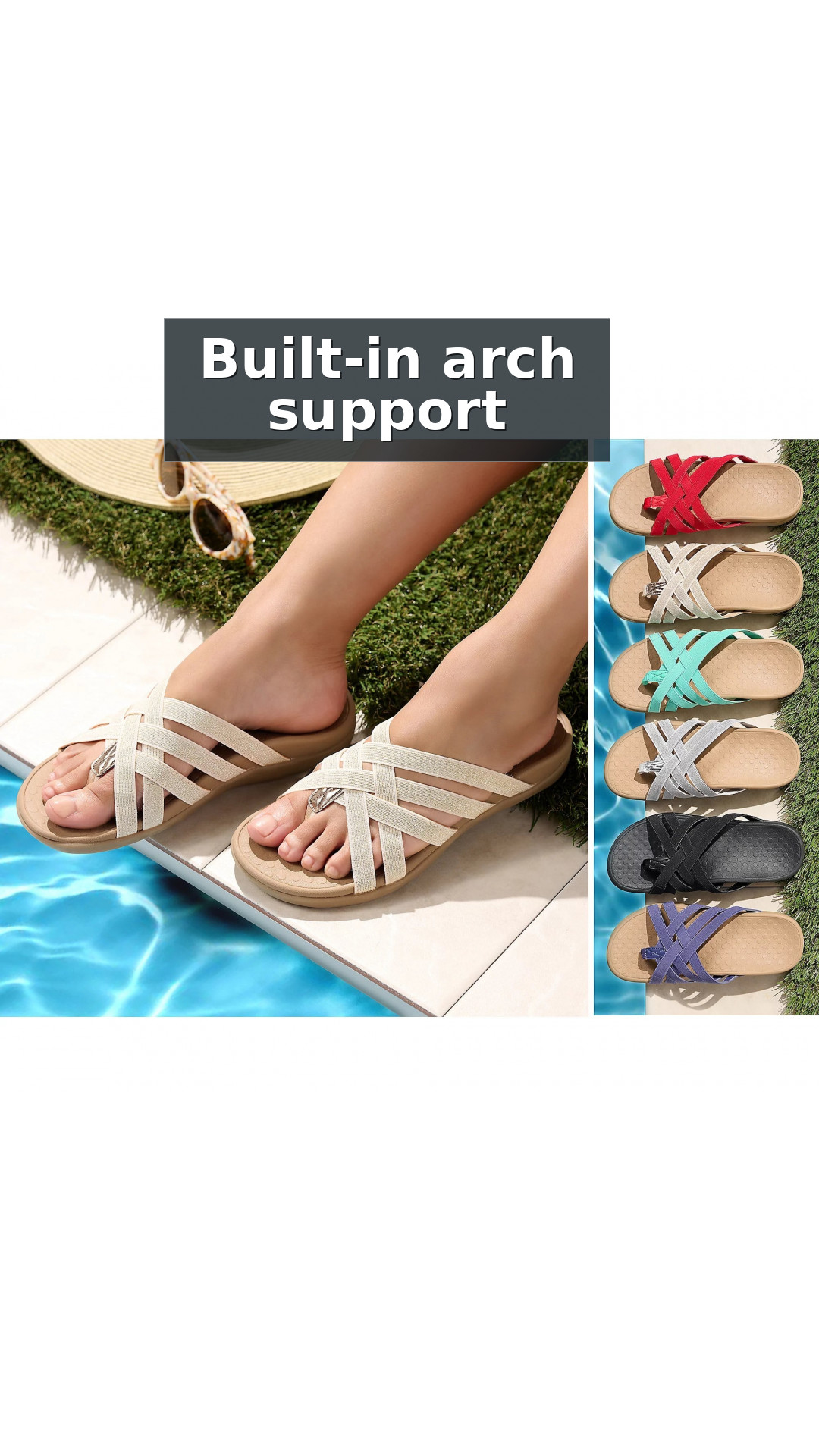 Vionic Tia Women's Sandal - Women's Stretchy Gore Orthotic Arch Support Sandal style detail 2: Built-in arch support