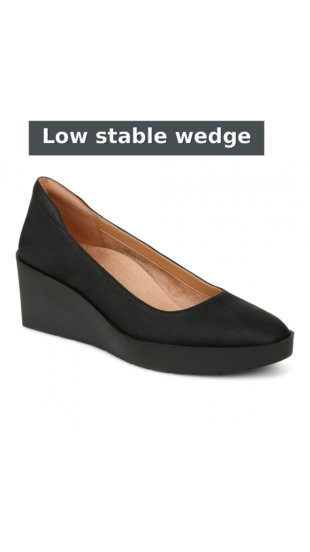 Vionic Sereno Women's Wedge Heel Comfort Pump style detail 4: Low stable wedge
