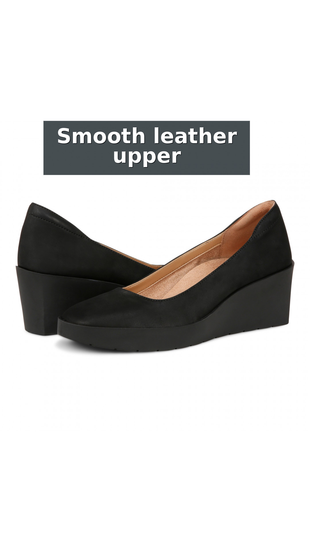 Vionic Sereno Women's Wedge Heel Comfort Pump style detail 5: Smooth leather upper