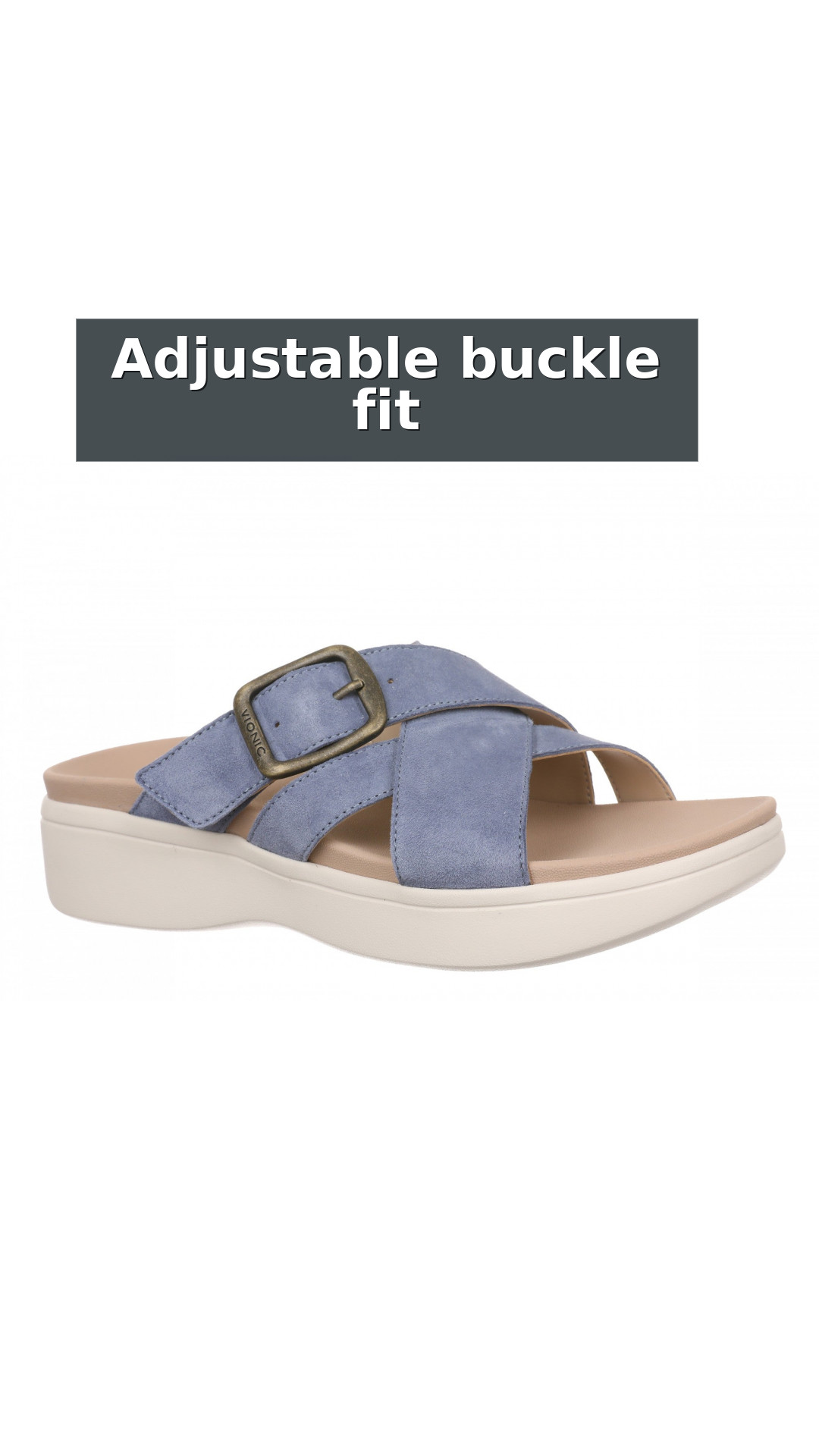 Vionic Starla Women's Orthotic Slide Sandal - Adjustable Buckle Comfort Platform style detail 4: Adjustable buckle fit