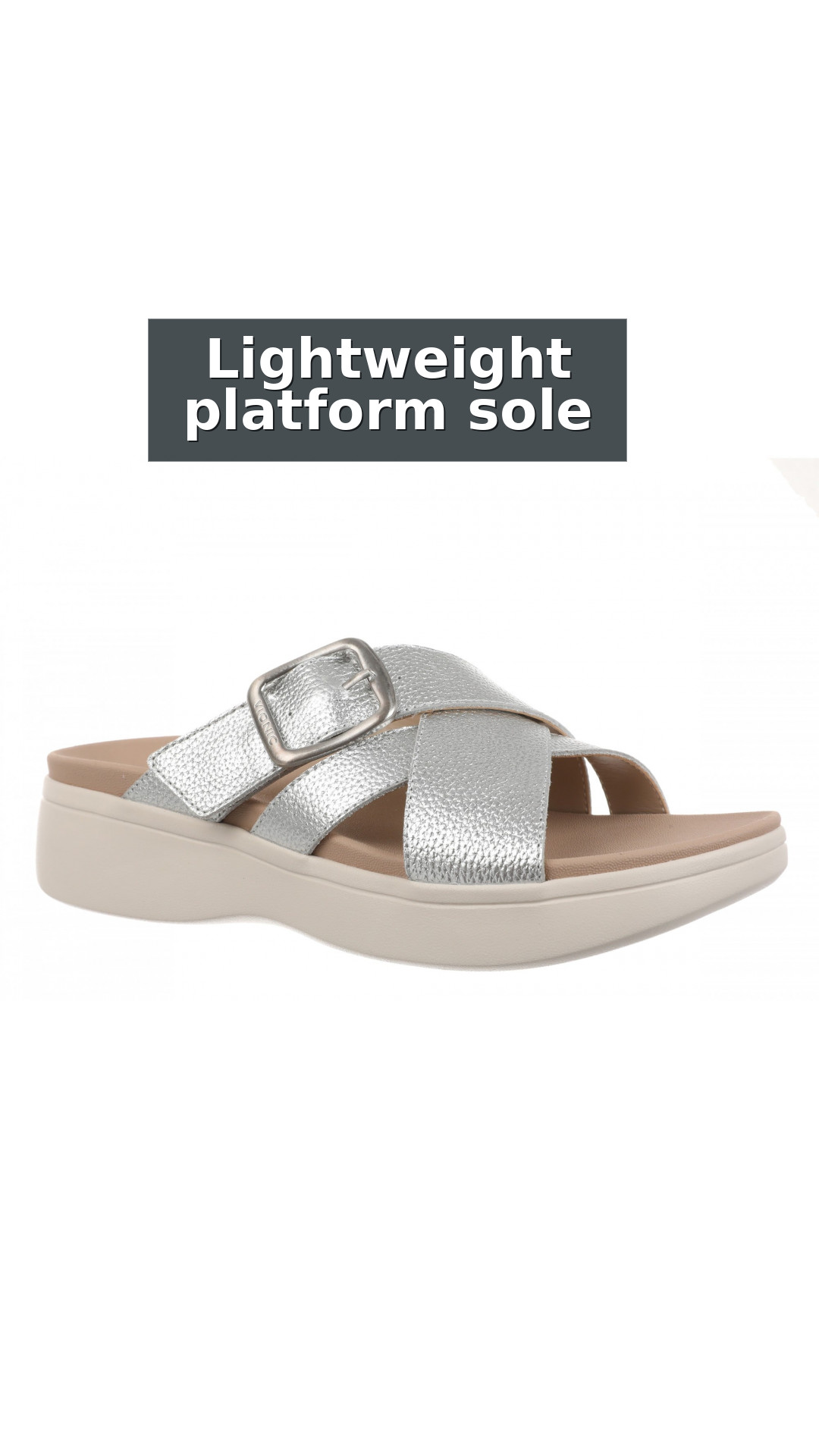 Vionic Starla Women's Orthotic Slide Sandal - Adjustable Buckle Comfort Platform style detail 5: Lightweight platform sole