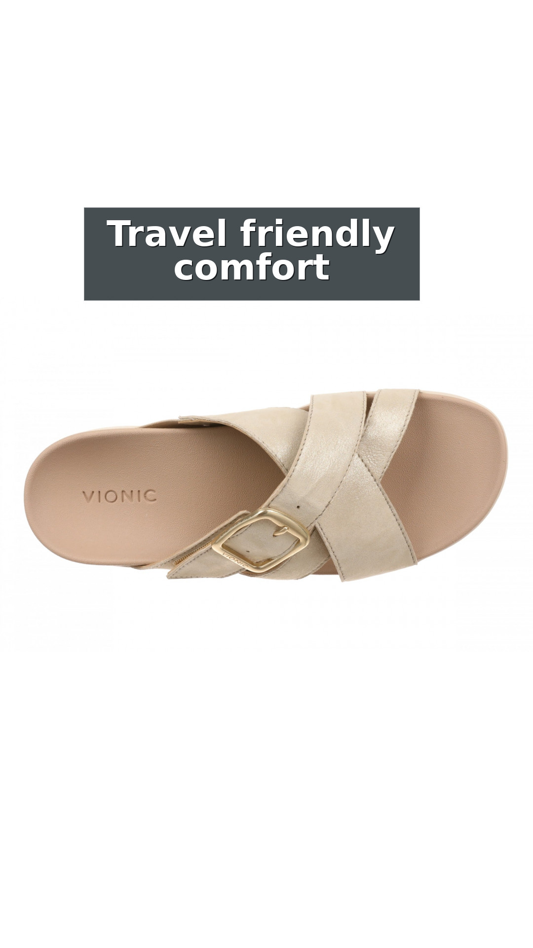 Vionic Starla Women's Orthotic Slide Sandal - Adjustable Buckle Comfort Platform style detail 8: Travel friendly comfort