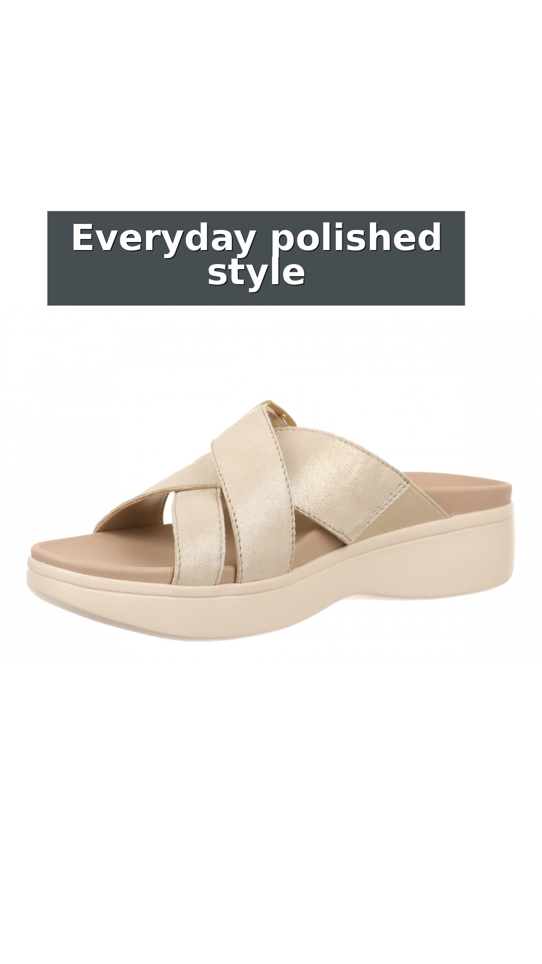 Vionic Starla Women's Orthotic Slide Sandal - Adjustable Buckle Comfort Platform style detail 9: Everyday polished style