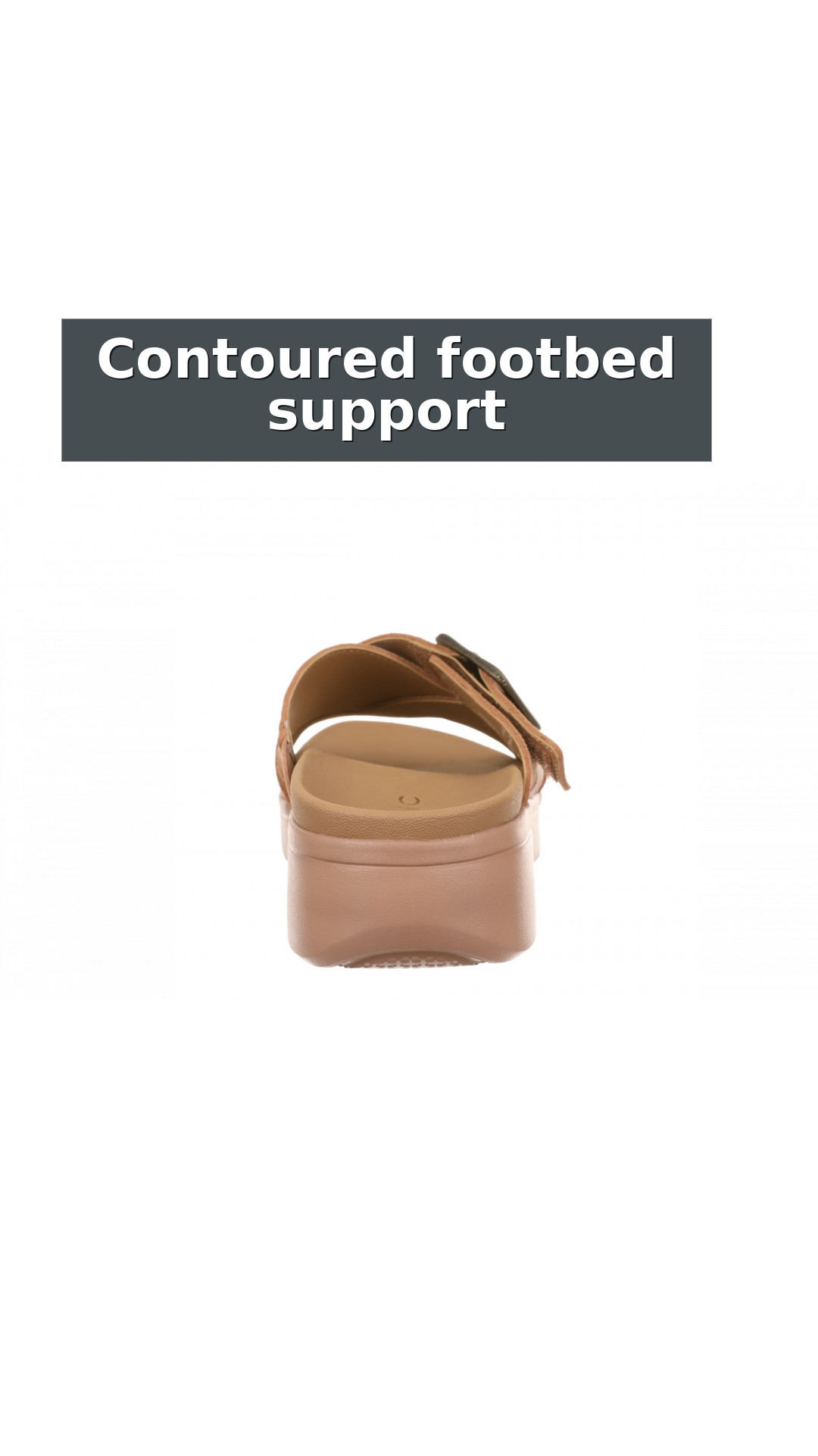 Vionic Starla Women's Orthotic Slide Sandal - Adjustable Buckle Comfort Platform style detail 10: Contoured footbed support