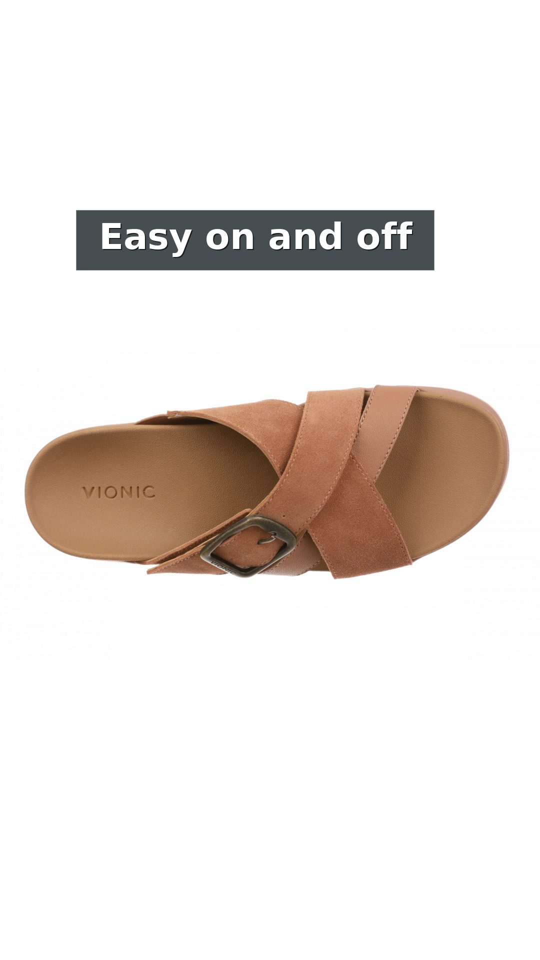 Vionic Starla Women's Orthotic Slide Sandal - Adjustable Buckle Comfort Platform style detail 11: Easy on and off
