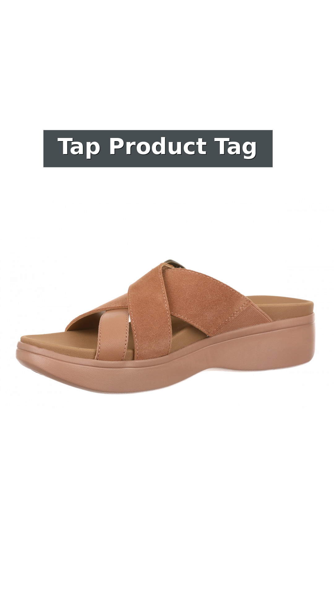Vionic Starla Women's Orthotic Slide Sandal - Adjustable Buckle Comfort Platform style detail 12: Tap Product Tag