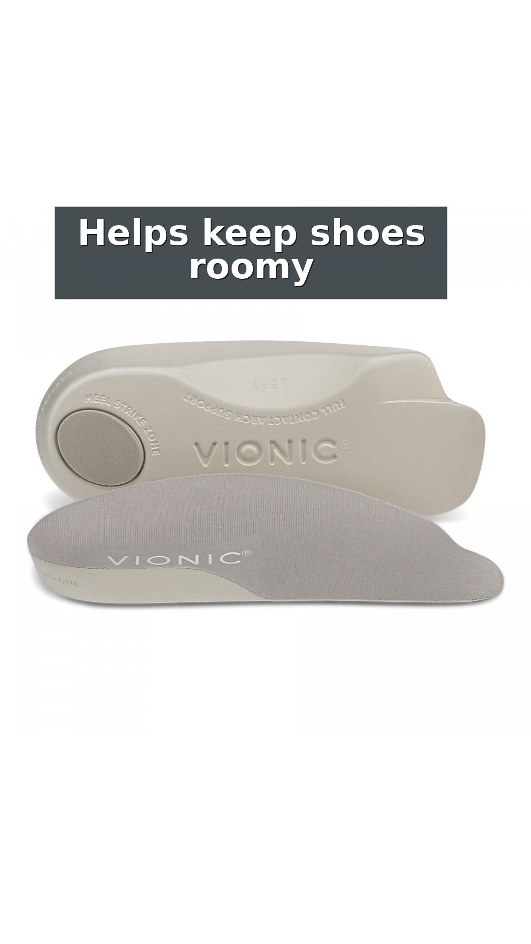 Vionic Relief 3/4 Orthotic Insoles - Compact Comfort for Tight Shoes style detail 5: Helps keep shoes roomy