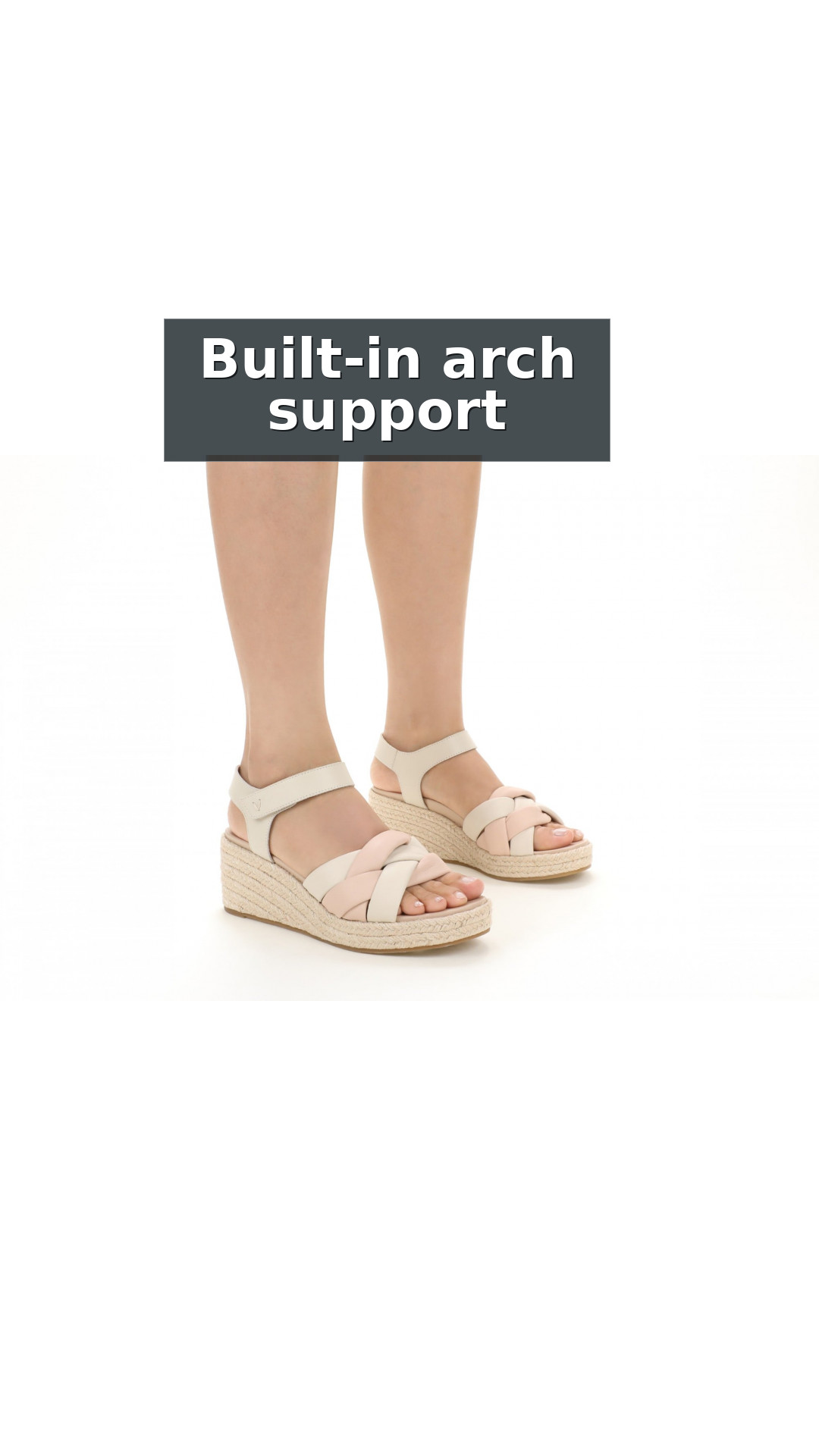 Vionic Saratoga Women's Orthotic Support Espadrille Wedge Sandal style detail 2: Built-in arch support