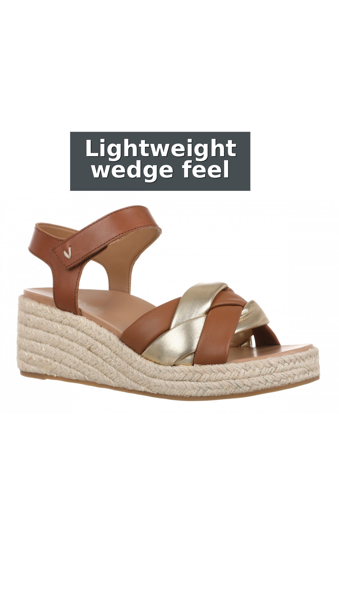Vionic Saratoga Women's Orthotic Support Espadrille Wedge Sandal style detail 5: Lightweight wedge feel