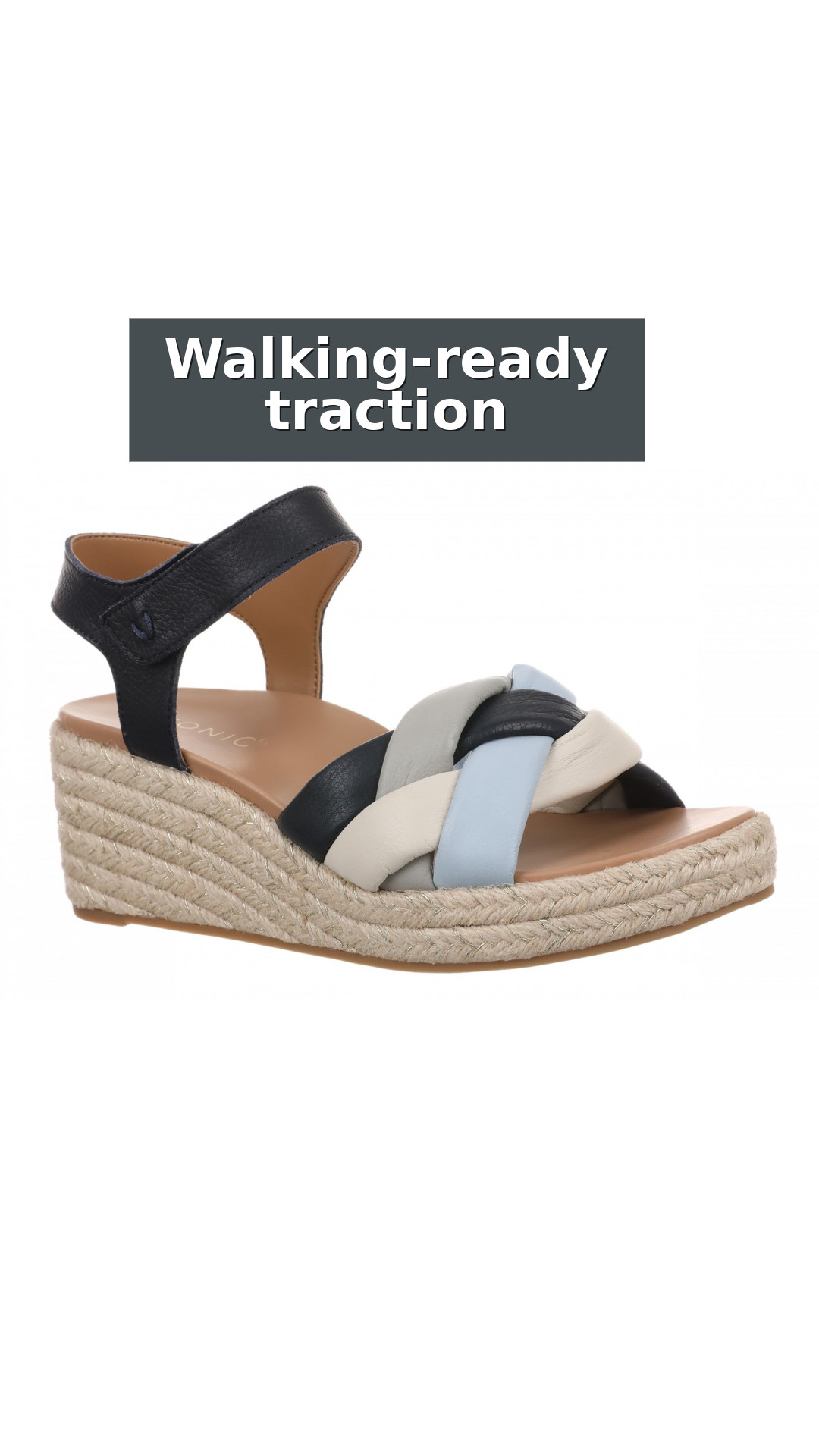 Vionic Saratoga Women's Orthotic Support Espadrille Wedge Sandal style detail 6: Walking-ready traction