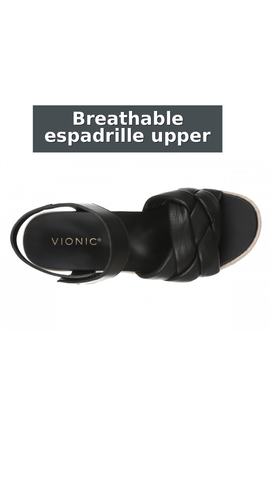 Vionic Saratoga Women's Orthotic Support Espadrille Wedge Sandal style detail 9: Breathable espadrille upper