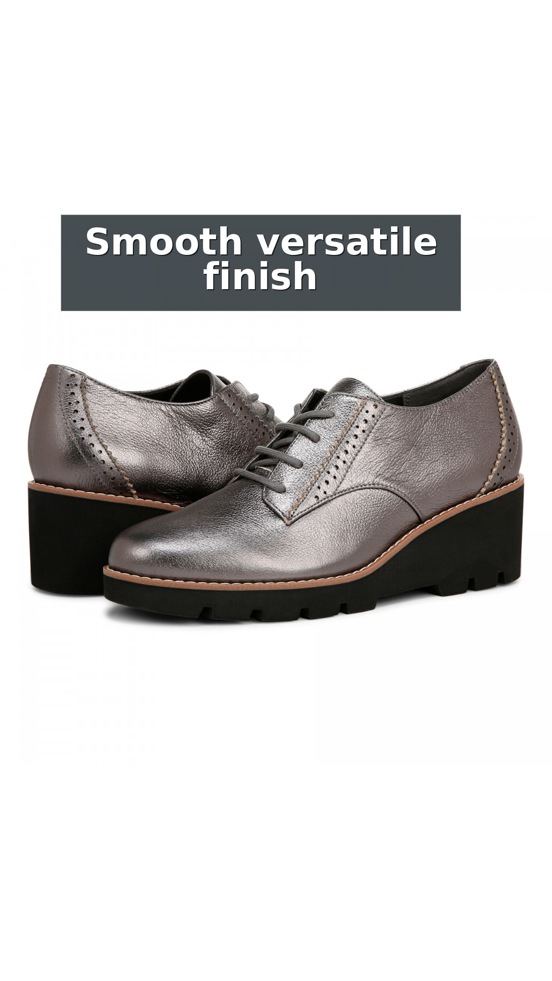 Vionic Anaheim Women's Comfort Wedge Oxford Derby Shoe style detail 5: Smooth versatile finish