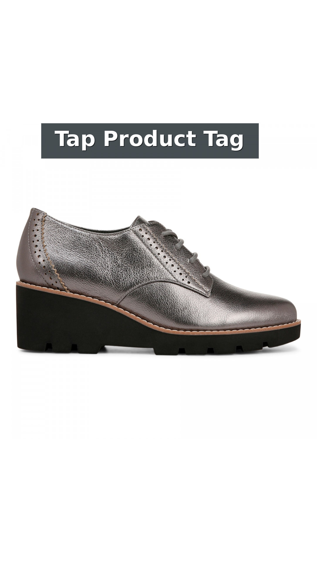 Vionic Anaheim Women's Comfort Wedge Oxford Derby Shoe style detail 12: Tap Product Tag
