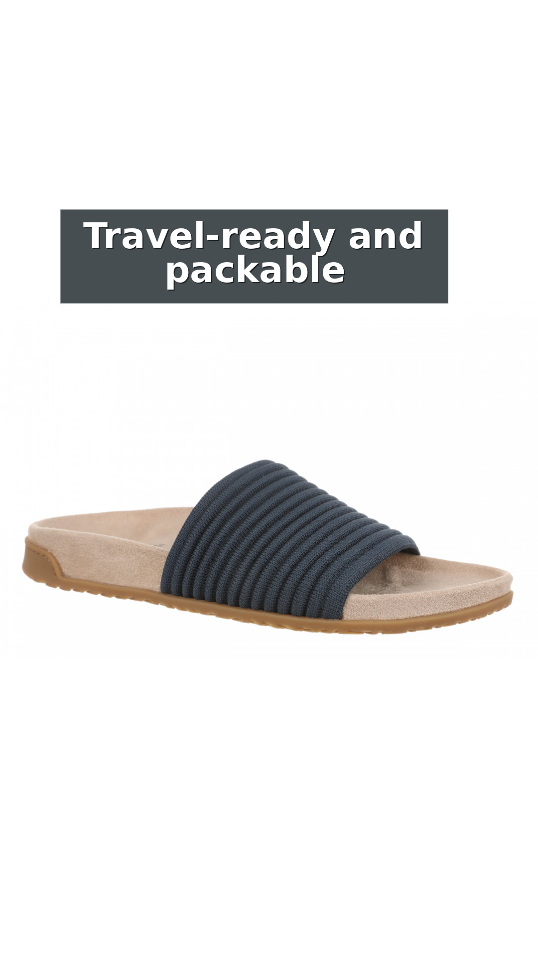Vionic Evie Knit Women's Comfortable Supportive Slide Sandal style detail 9: Travel-ready and packable