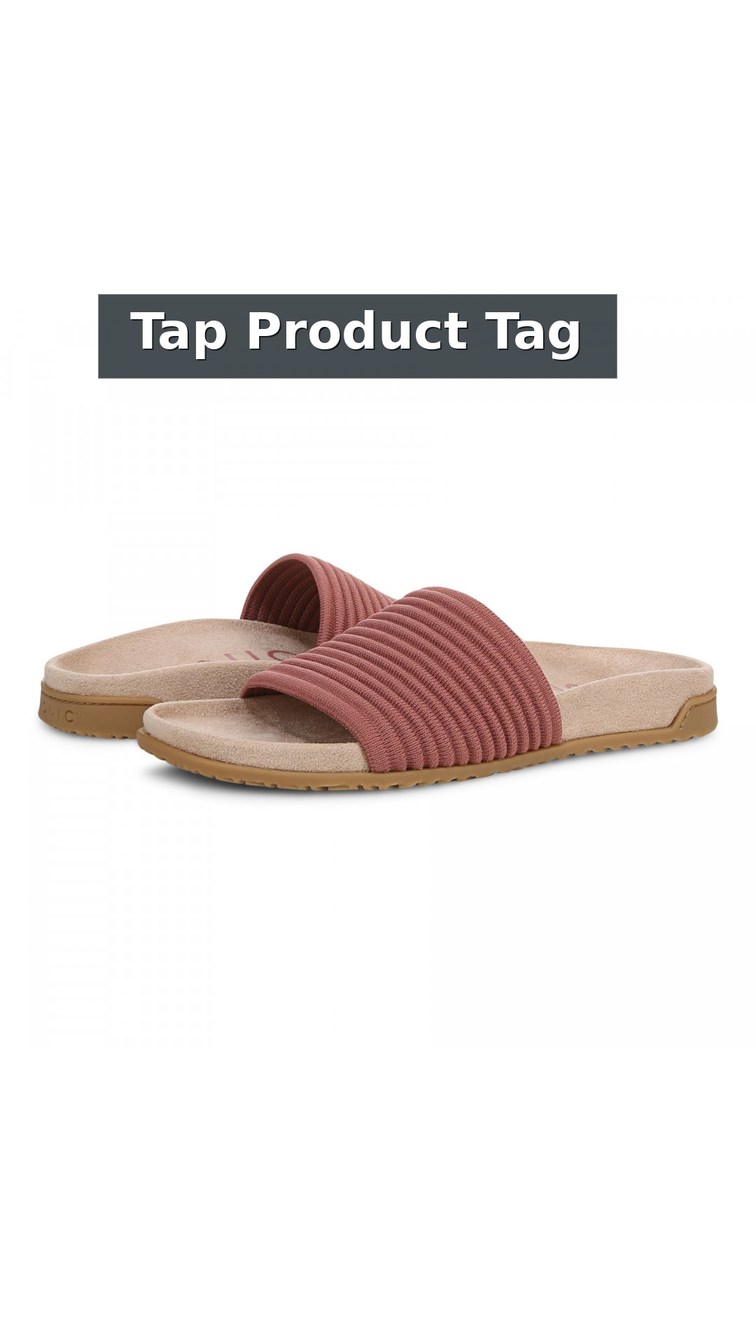 Vionic Evie Knit Women's Comfortable Supportive Slide Sandal style detail 12: Tap Product Tag