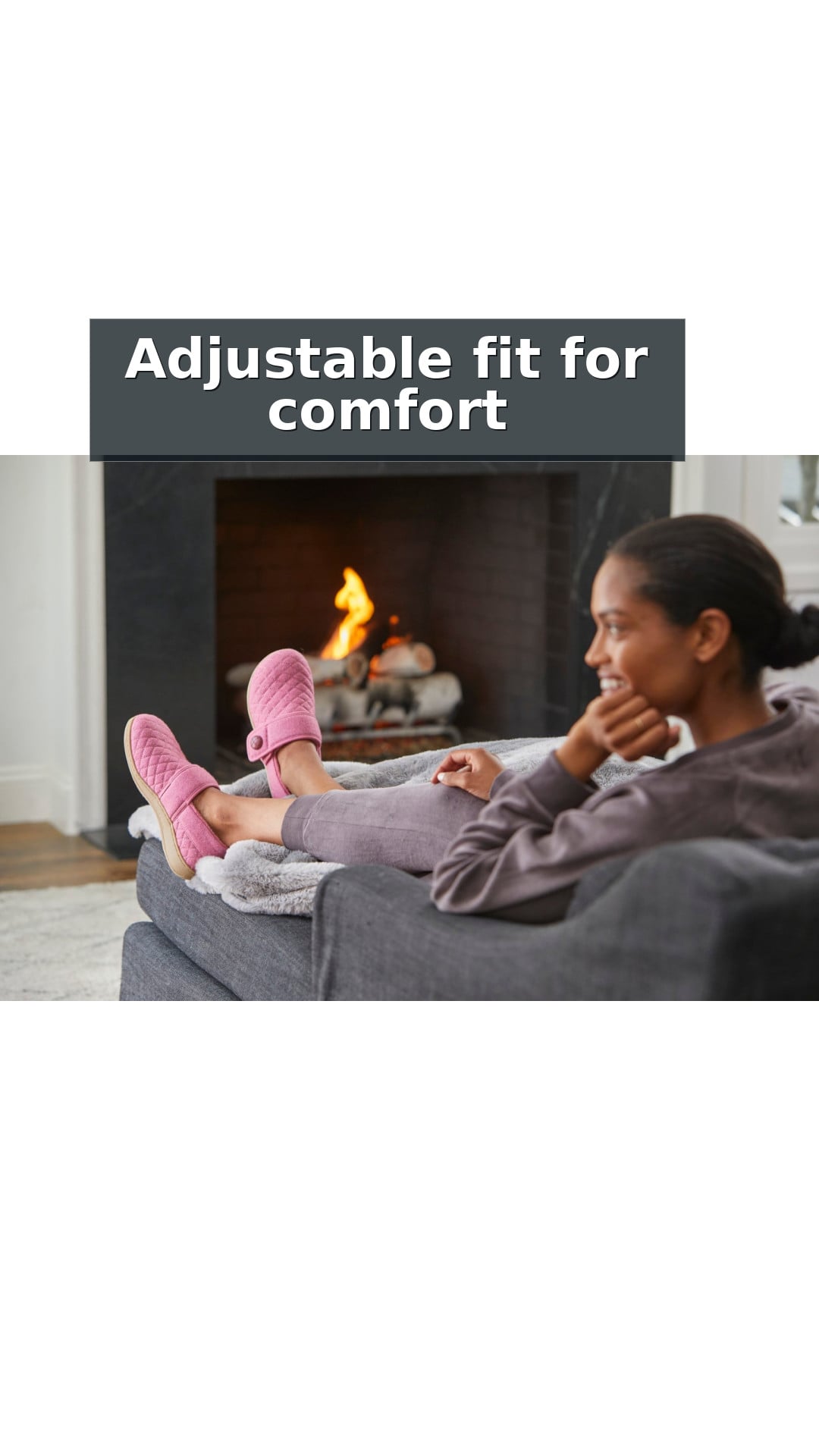 Vionic Jackie Women's Adjustable Supportive Slipper style detail 2: Adjustable fit for comfort