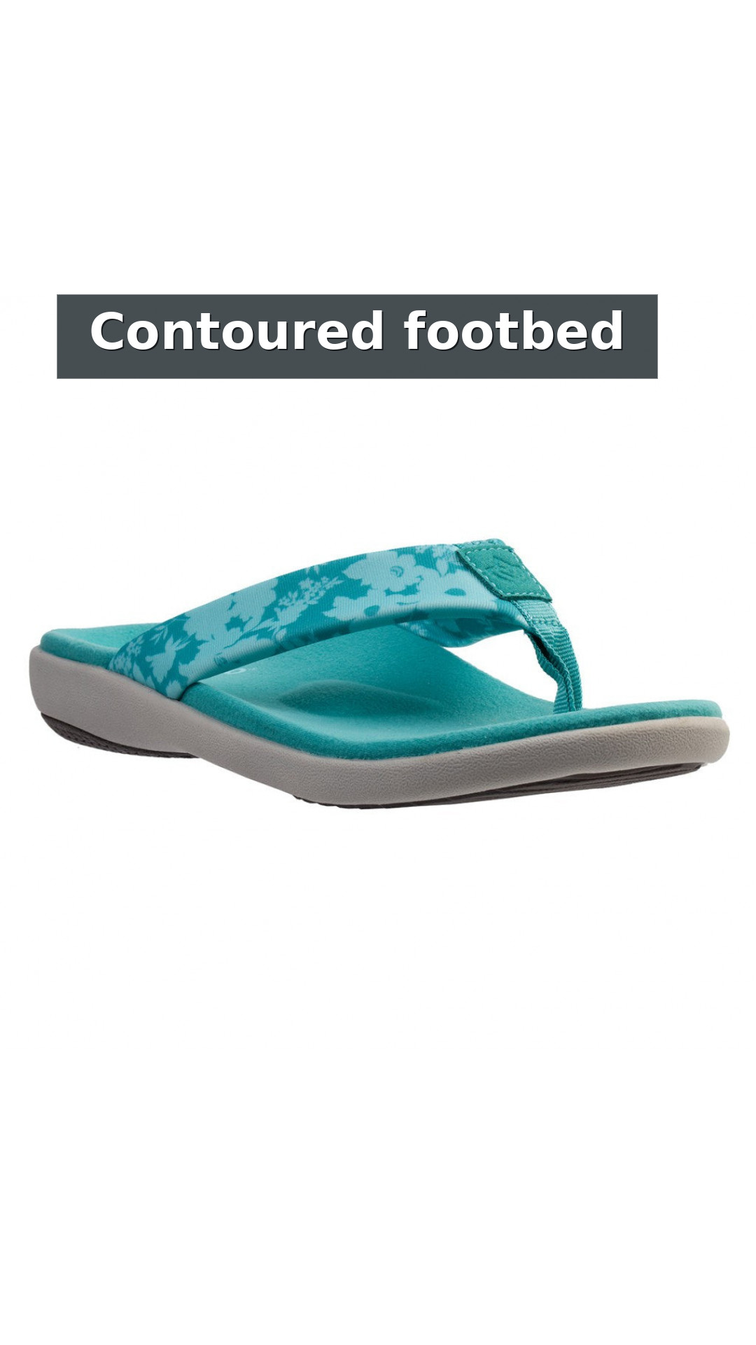 Spenco Victoria Floral Memory Foam Orthotic Support Women's Sandals style detail 4: Contoured footbed