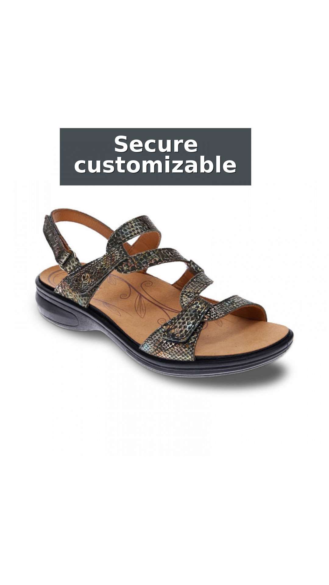 Revere Emerald 3 Strap Women's Comfort Adjustable Sandals style detail 3: Secure customizable support