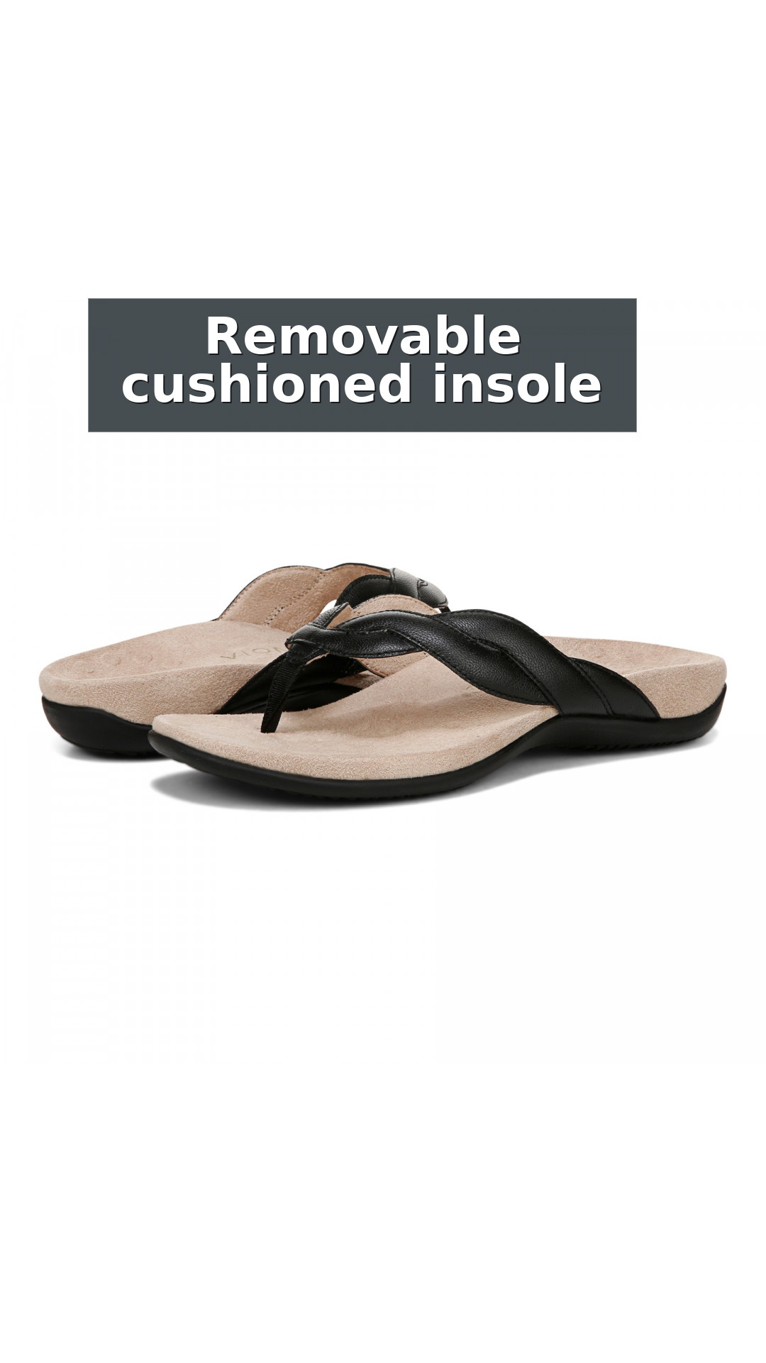 Vionic Bella Braid Women's Supportive Sandal style detail 9: Removable cushioned insole