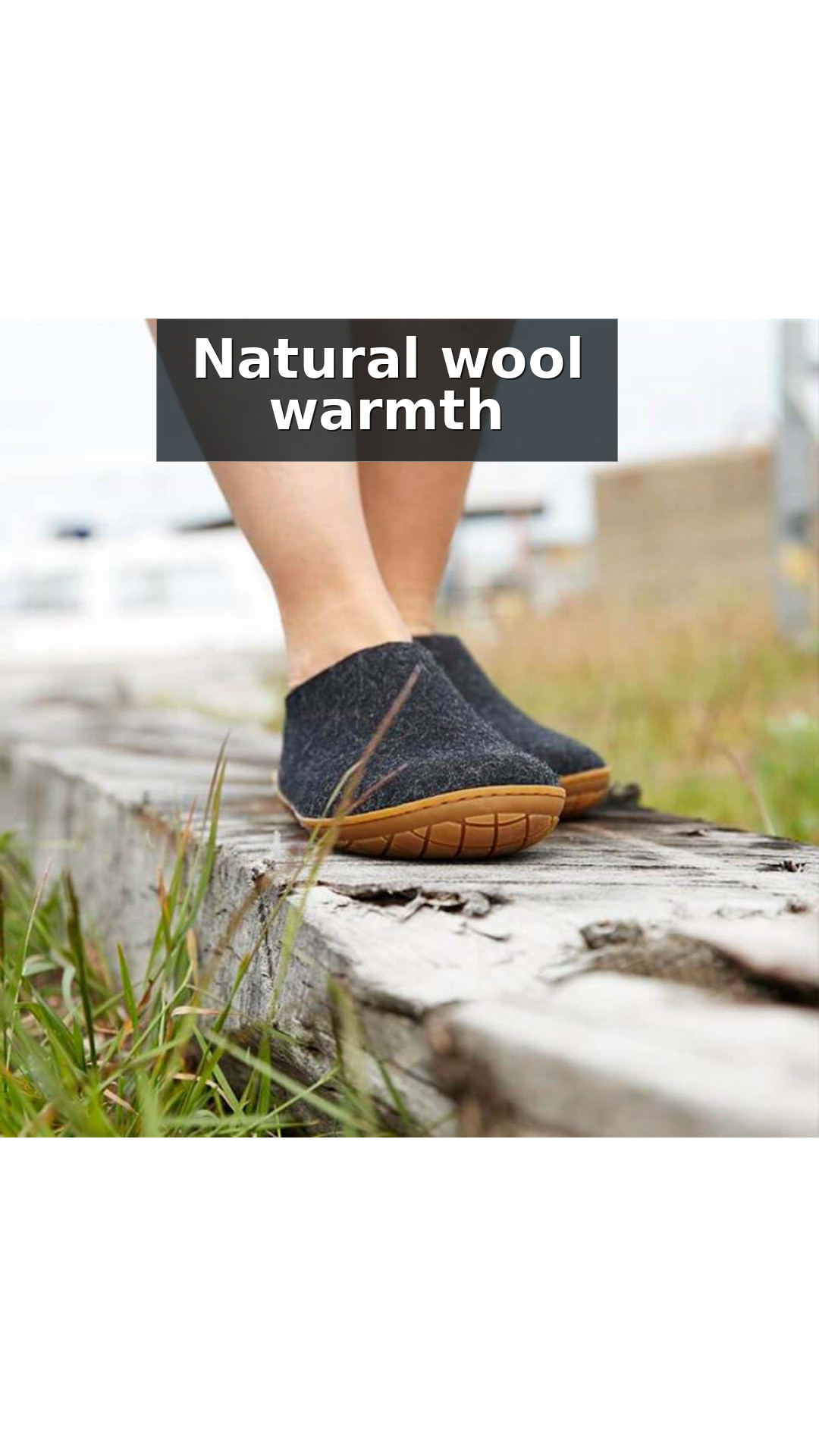 Glerups Wool Open Heel Unisex Slipper / Slip-on Clog - Rubber Sole - Model BR style detail 2: Natural wool warmth