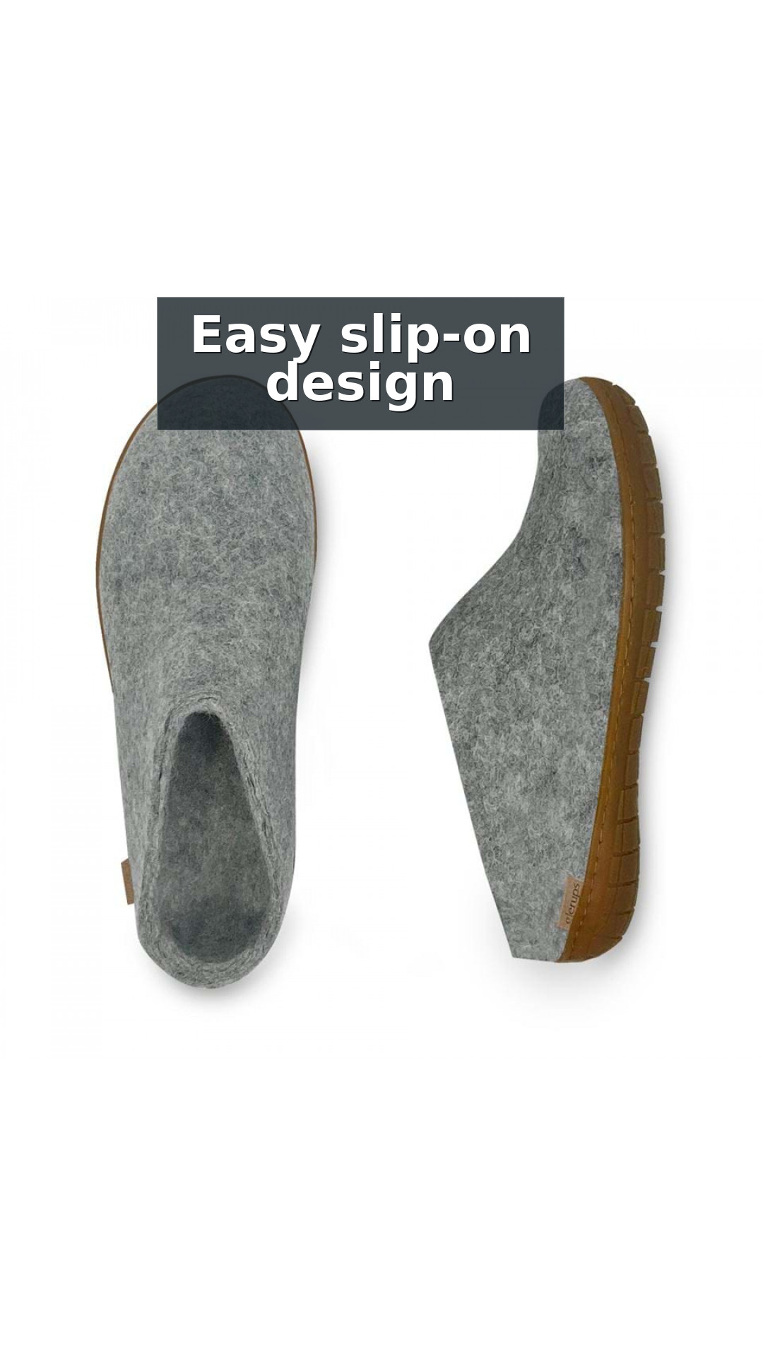 Glerups Wool Open Heel Unisex Slipper / Slip-on Clog - Rubber Sole - Model BR style detail 5: Easy slip-on design