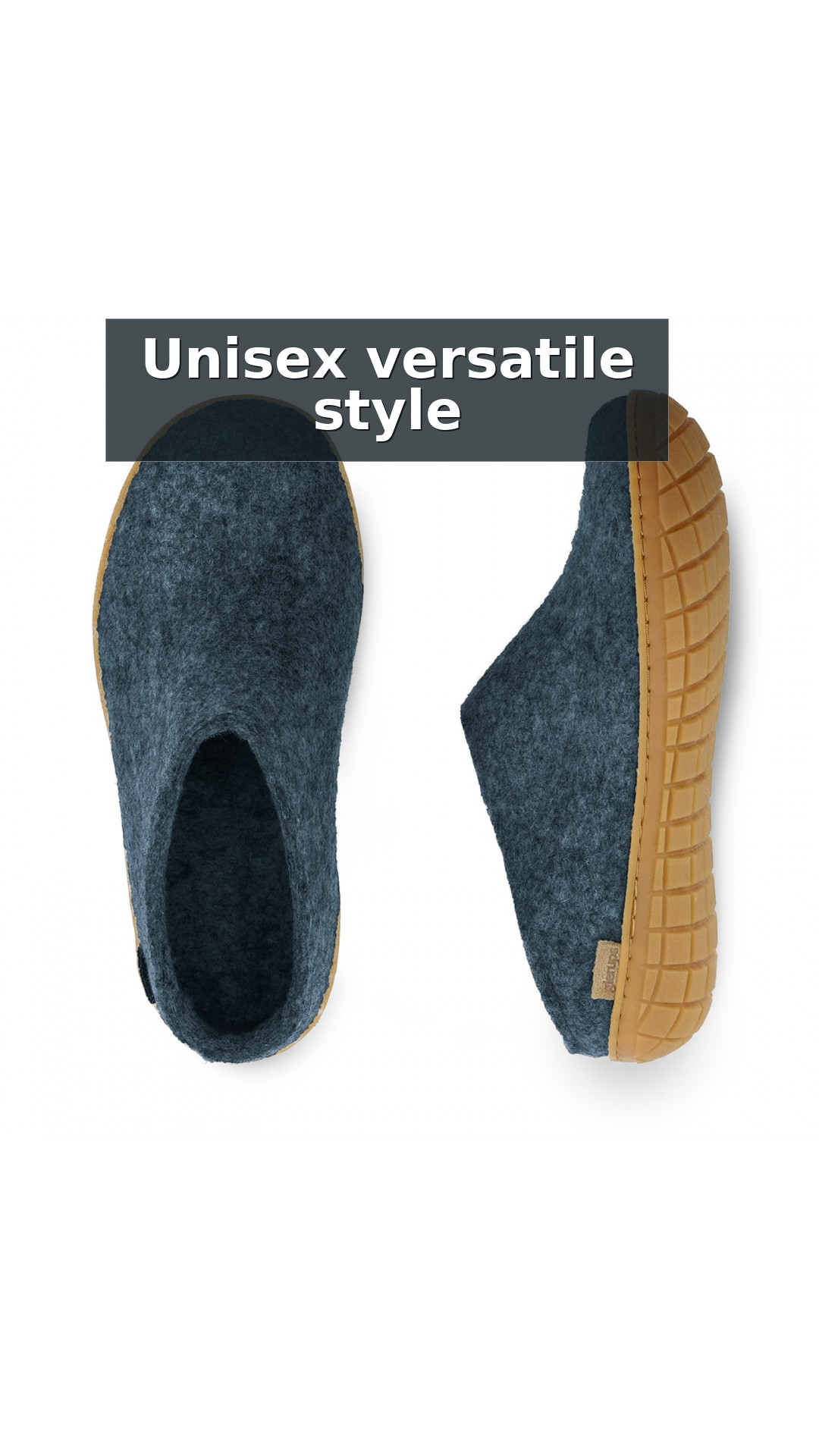 Glerups Wool Open Heel Unisex Slipper / Slip-on Clog - Rubber Sole - Model BR style detail 9: Unisex versatile style