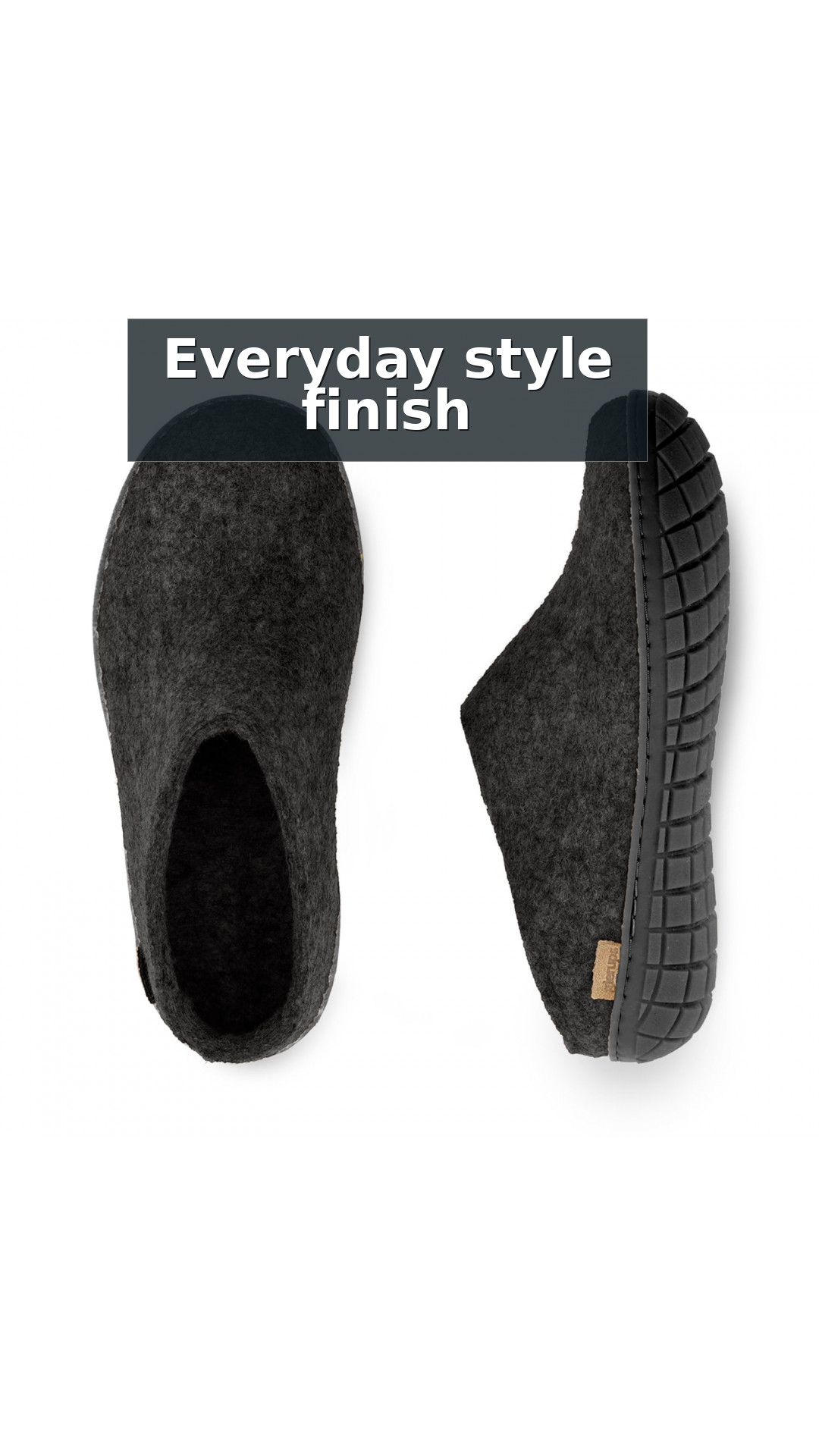 Glerups Wool Open Heel Unisex Slipper / Slip-on Clog - Rubber Sole - Model BR style detail 11: Everyday style finish